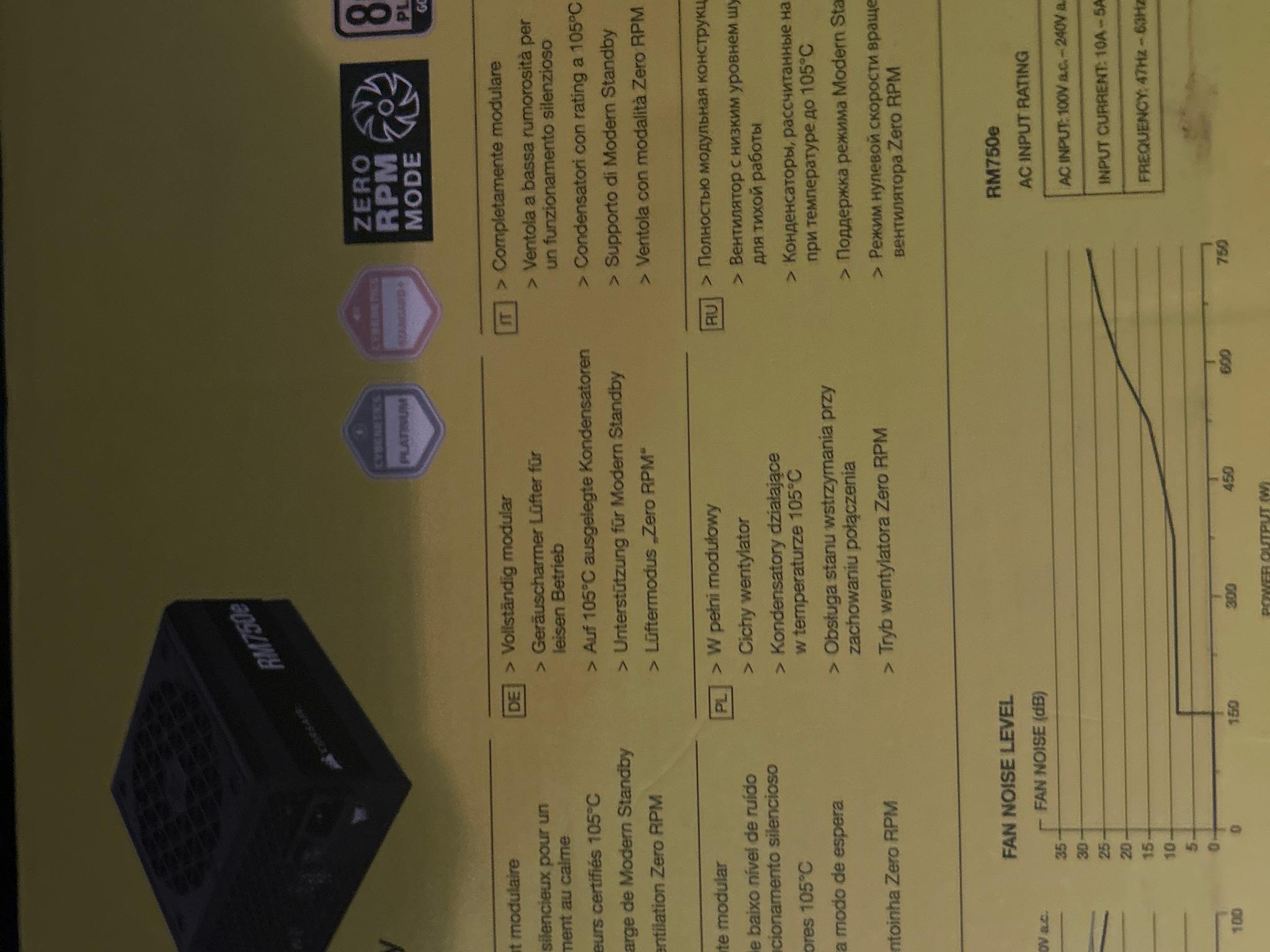 Corsair RM 750 E 750W 80+ gold fully modular PSU