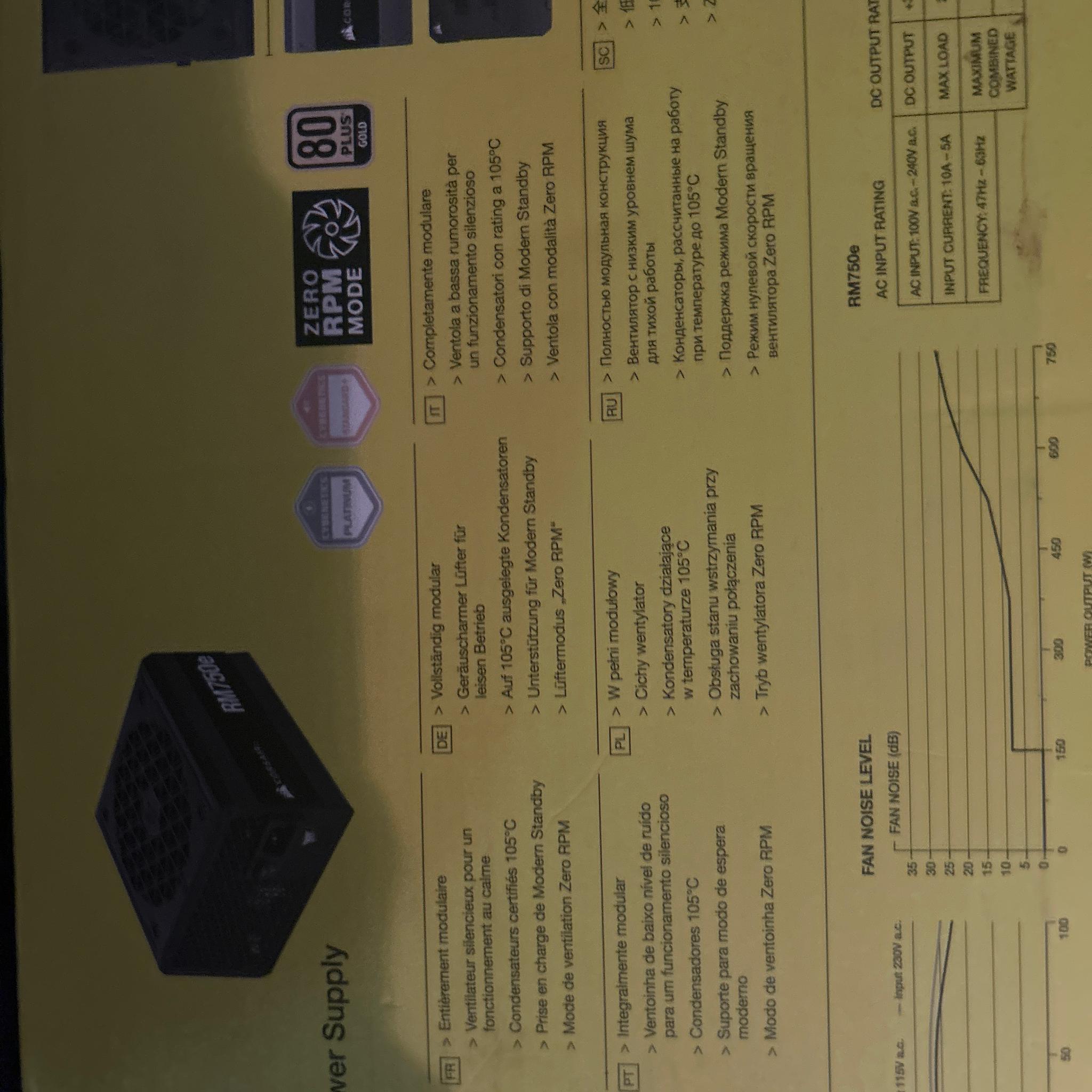 Corsair RM 750 E 750W 80+ gold fully modular PSU