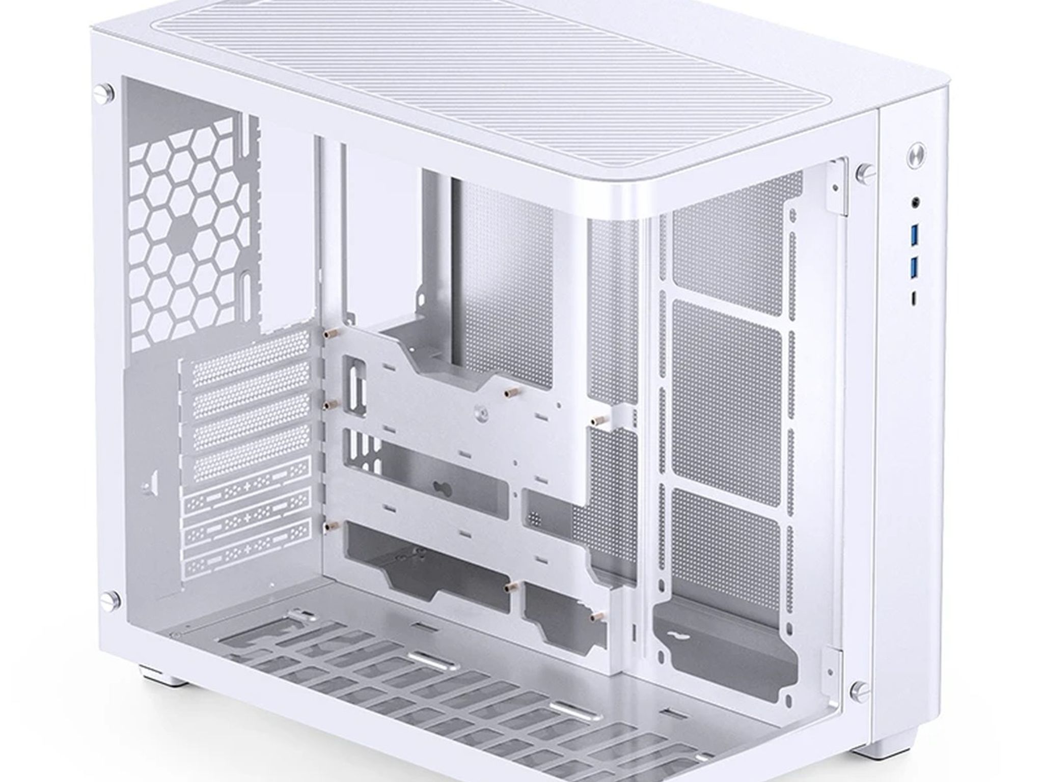 JONSBO TK-3 White ATX Dual Chamber Case Curved Glass - New (OEM)