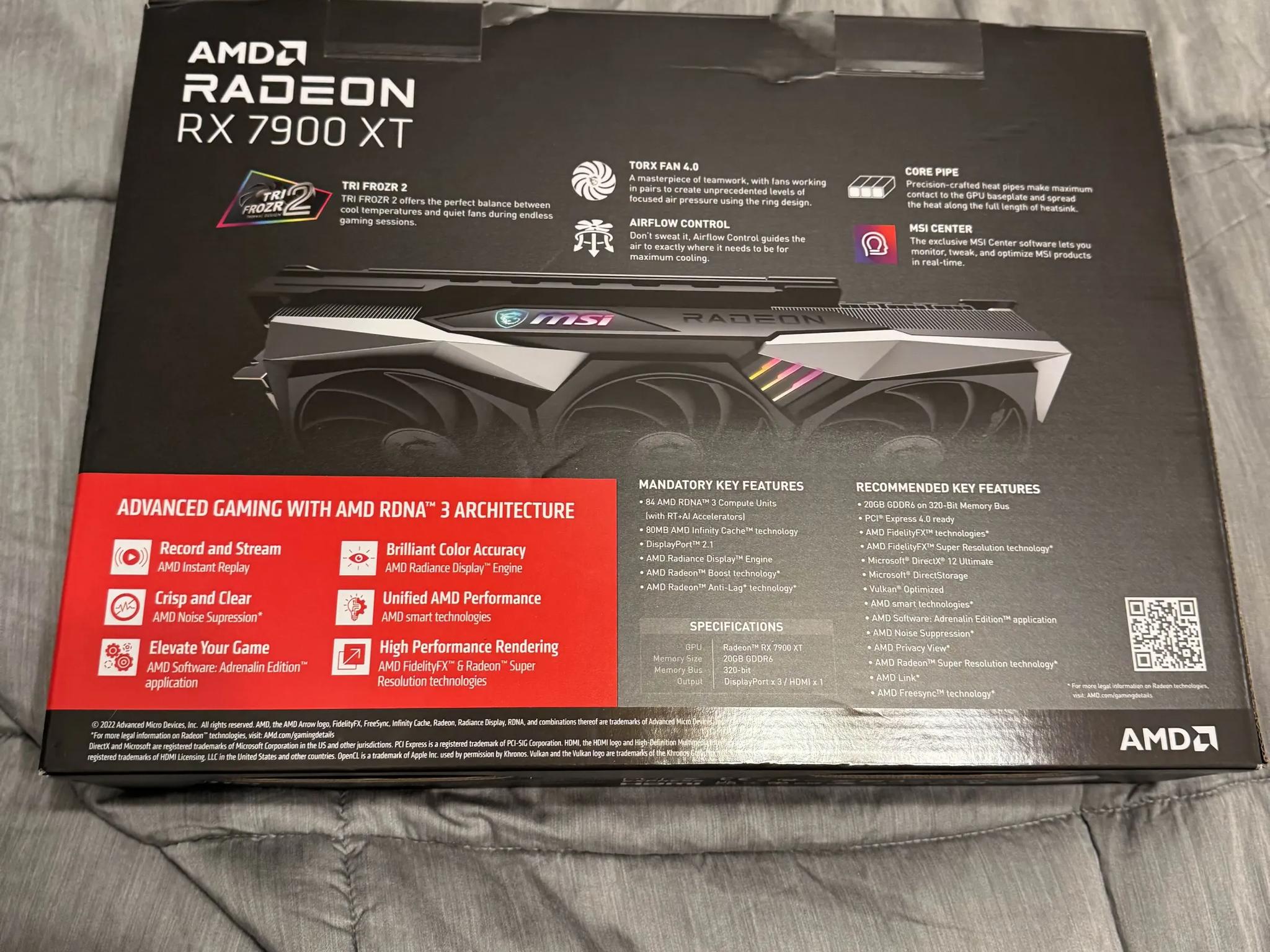 AMD MSI RX 7900 XT GAMING TRIO CLASSIC 20G Used Great Condition