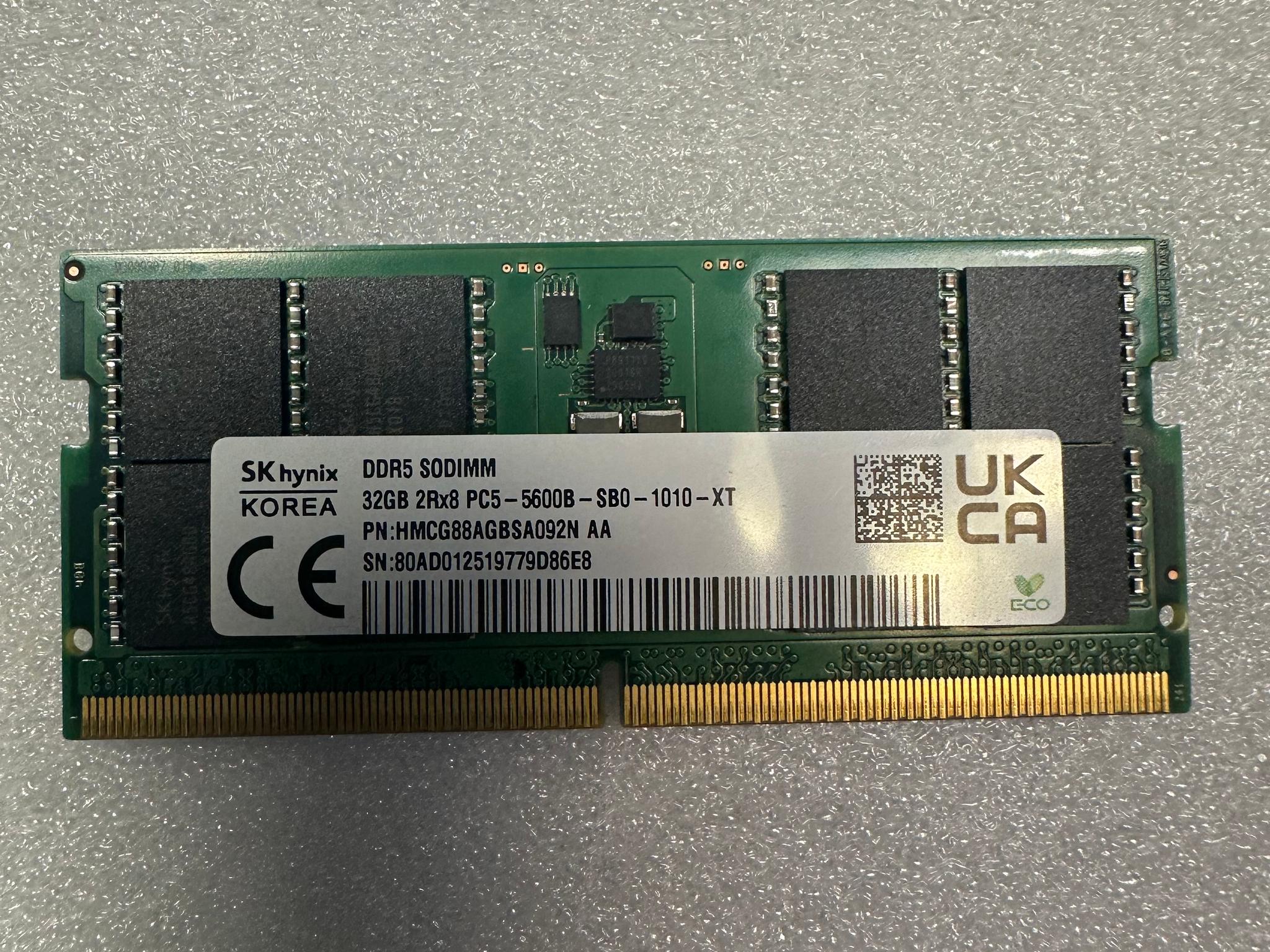 32GB DDR5 SODIMM 5600 M/Ts (LAPTOP / NOTEBOOK) MEMORY - SK HYNIX