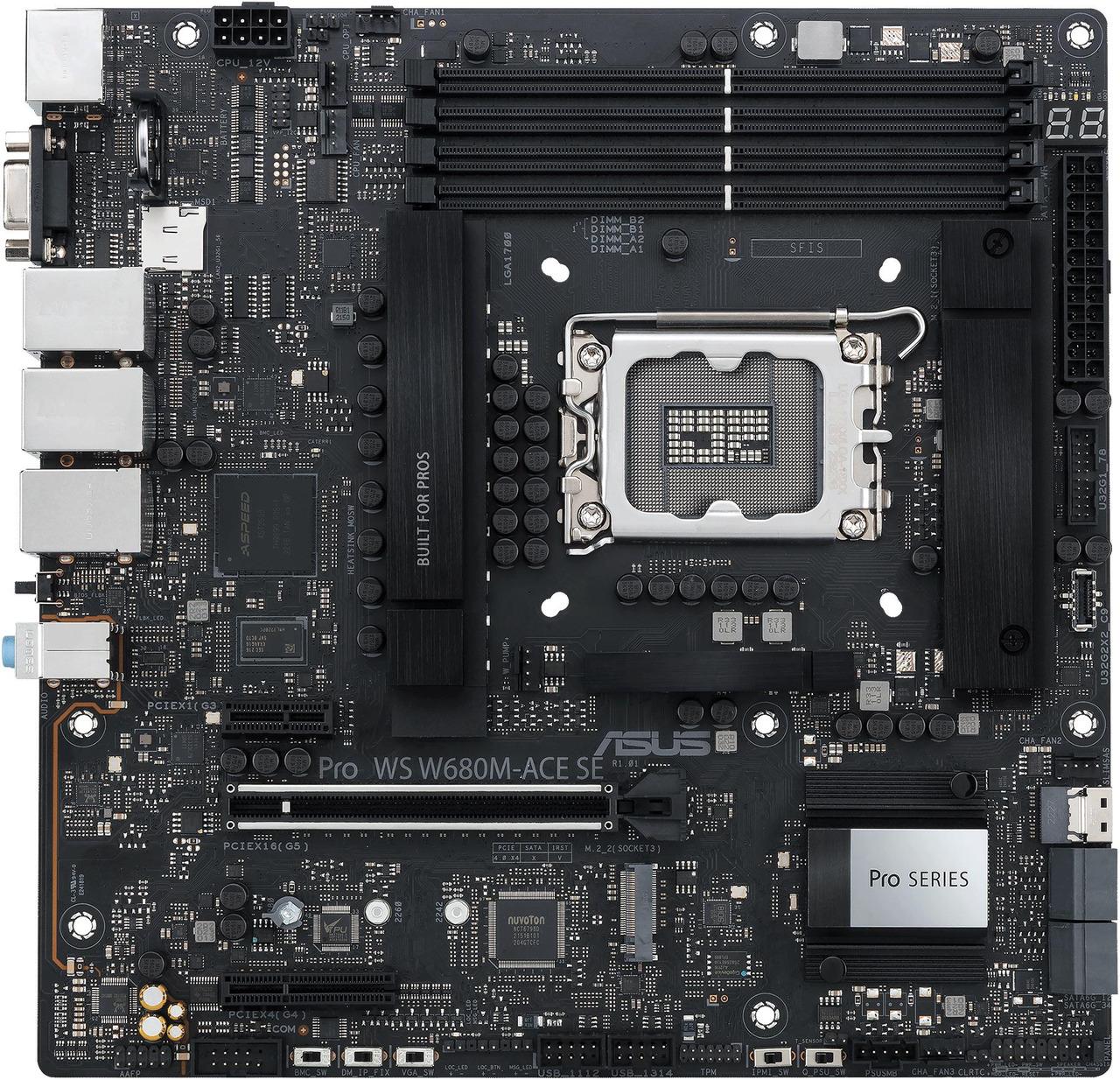 ASUS PRO WS W680M-ACE SE W680 LGA 1700 microATX DDR5 Workstation Motherboard