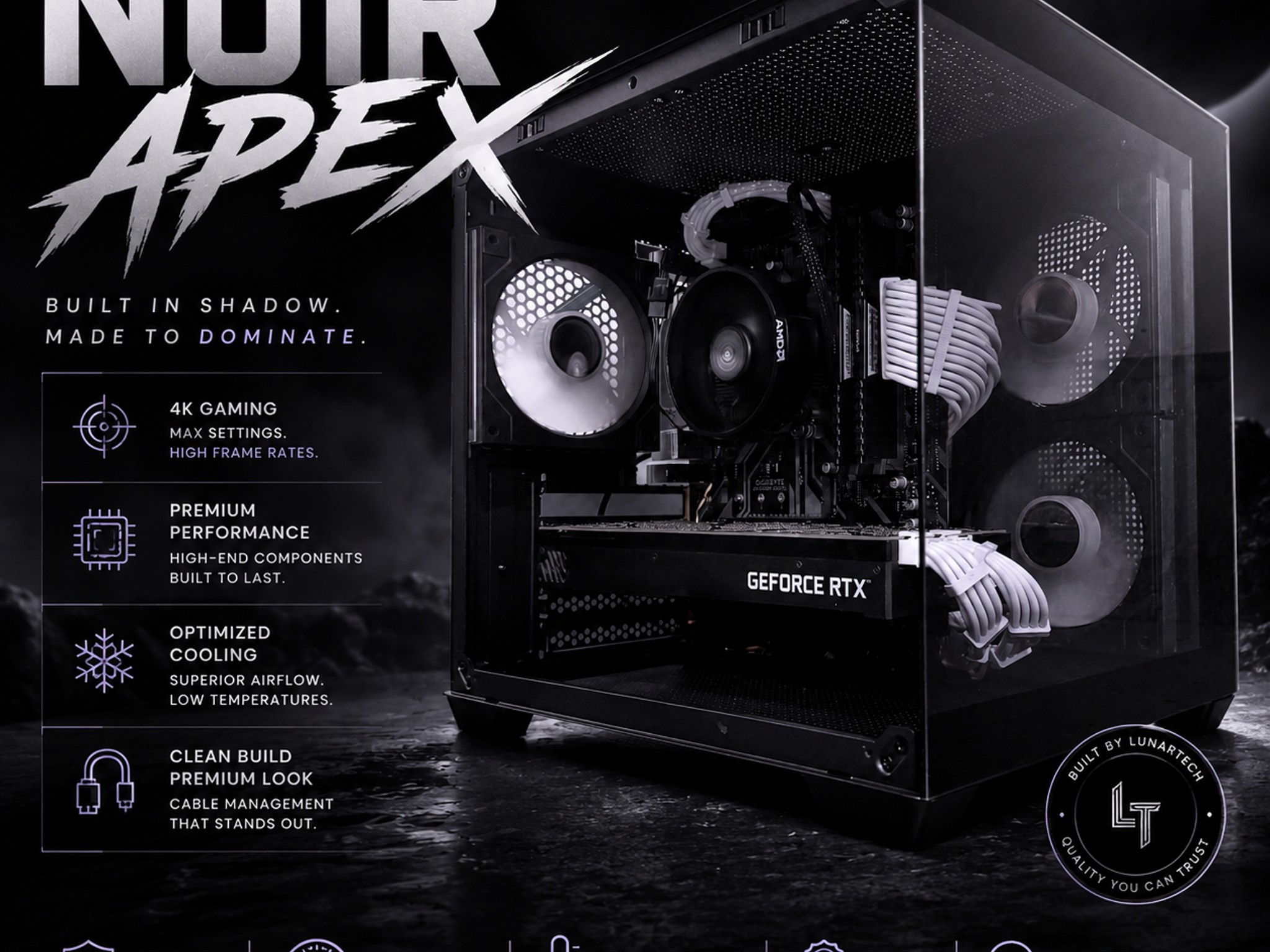 ⚫️"Noir Apex "⚫️| 4k Gaming | RTX 2080 Ti 11GB | Ryzen 5 5600X | 16GB Ram | 1TB Storage