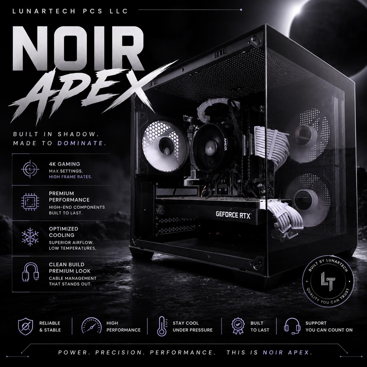 ⚫️"Noir Apex "⚫️| 4k Gaming | RTX 2080 Ti 11GB | Ryzen 5 5600X | 16GB Ram | 1TB Storage