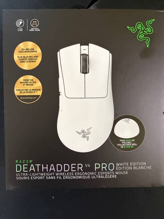Razer DeathAdder V4 Pro Wireless Gaming Mouse White