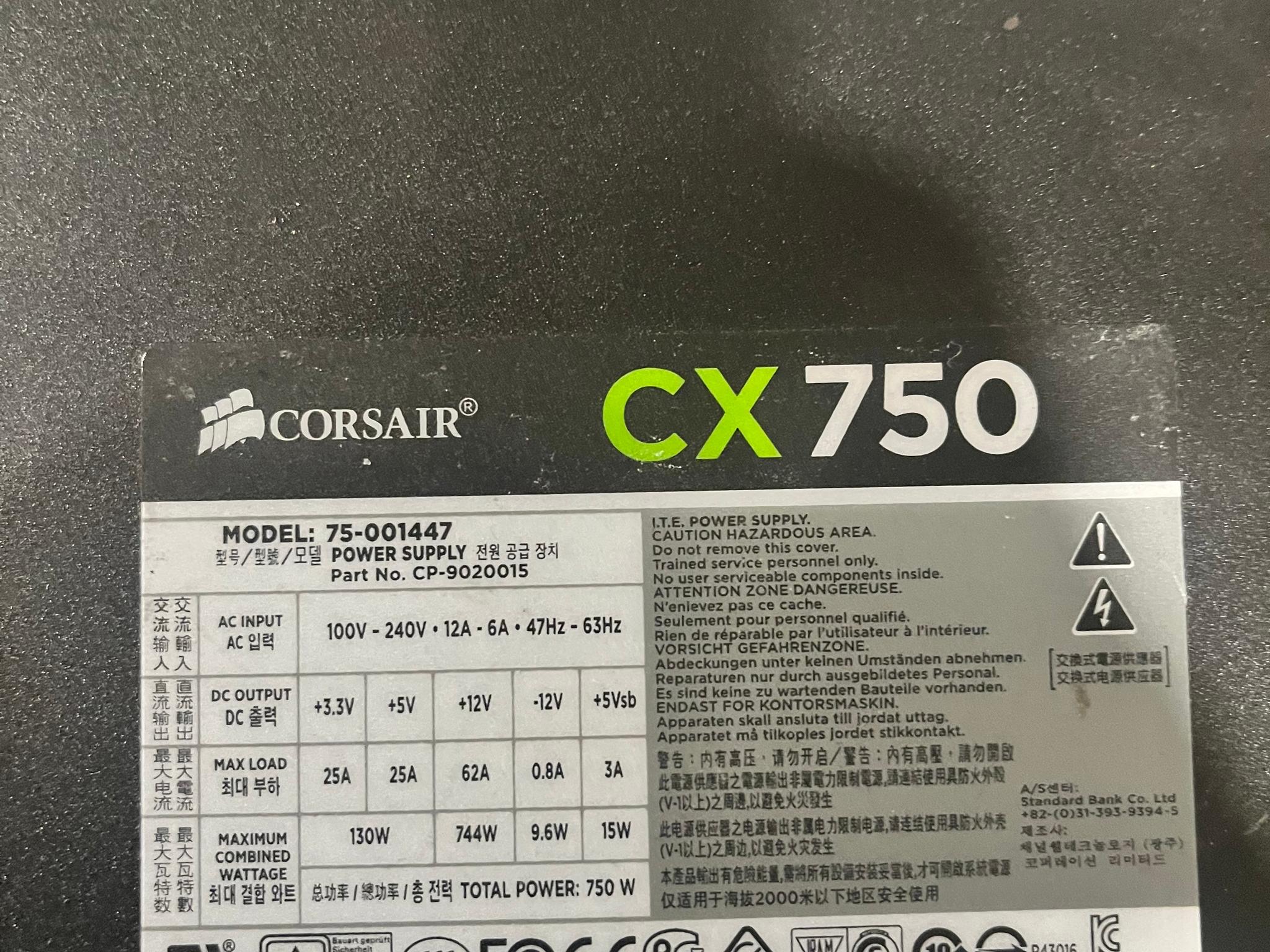 Corsair CX 750 Watt Bronze Power Supply