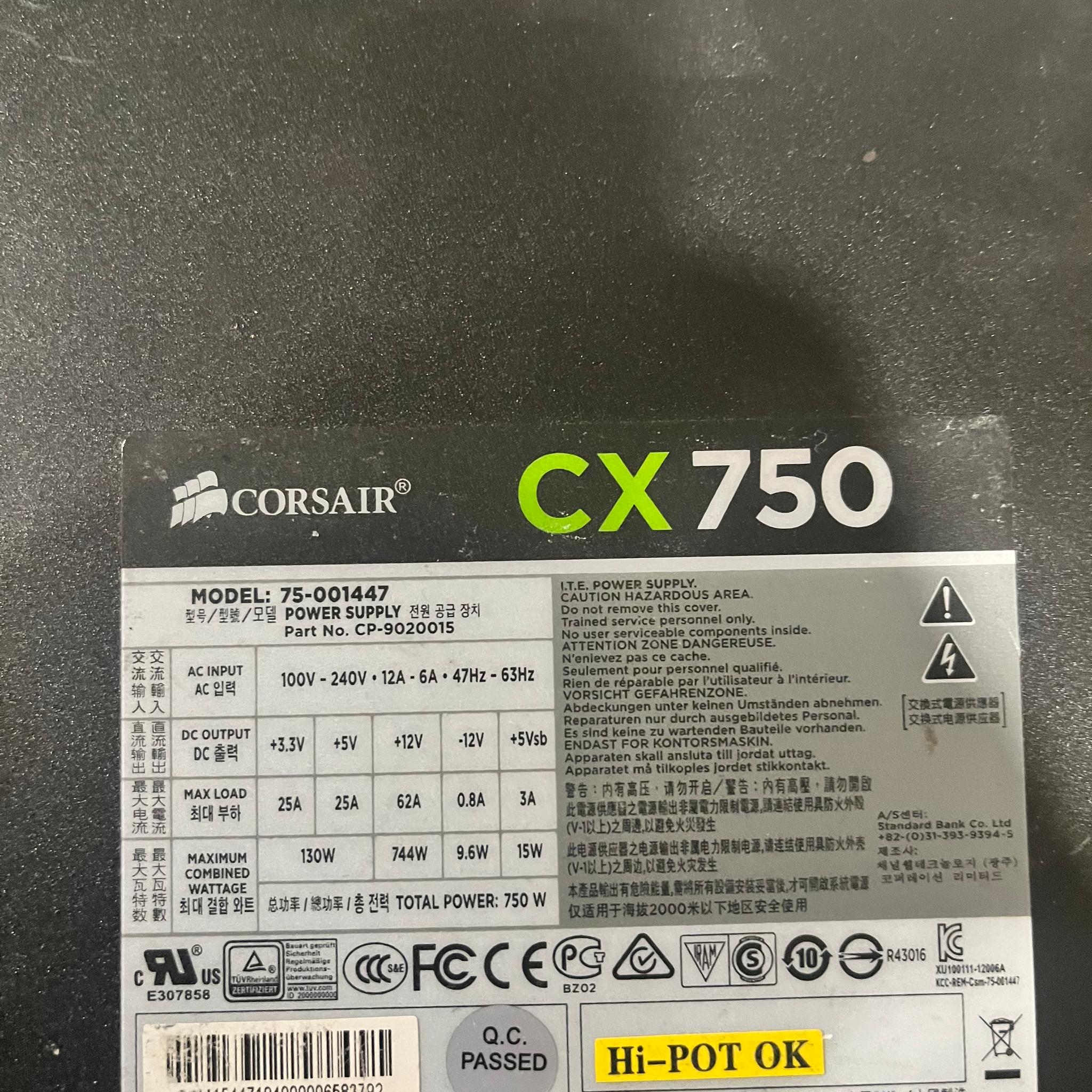 Corsair CX 750 Watt Bronze Power Supply