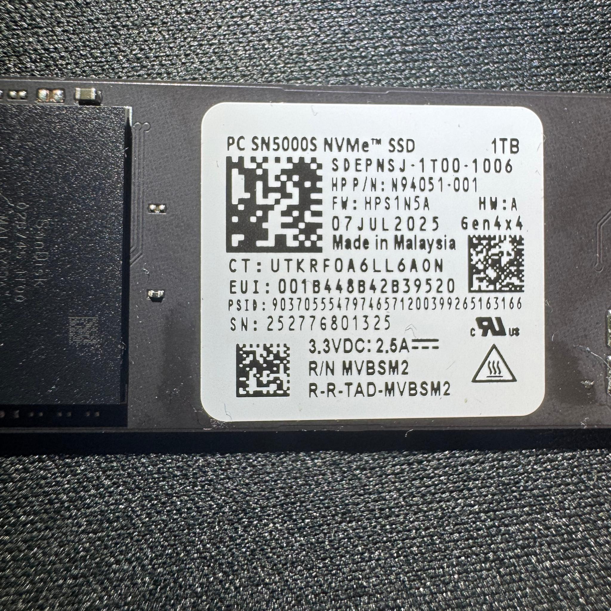SanDisk PC SN5000S 1TB NVMe SSD
