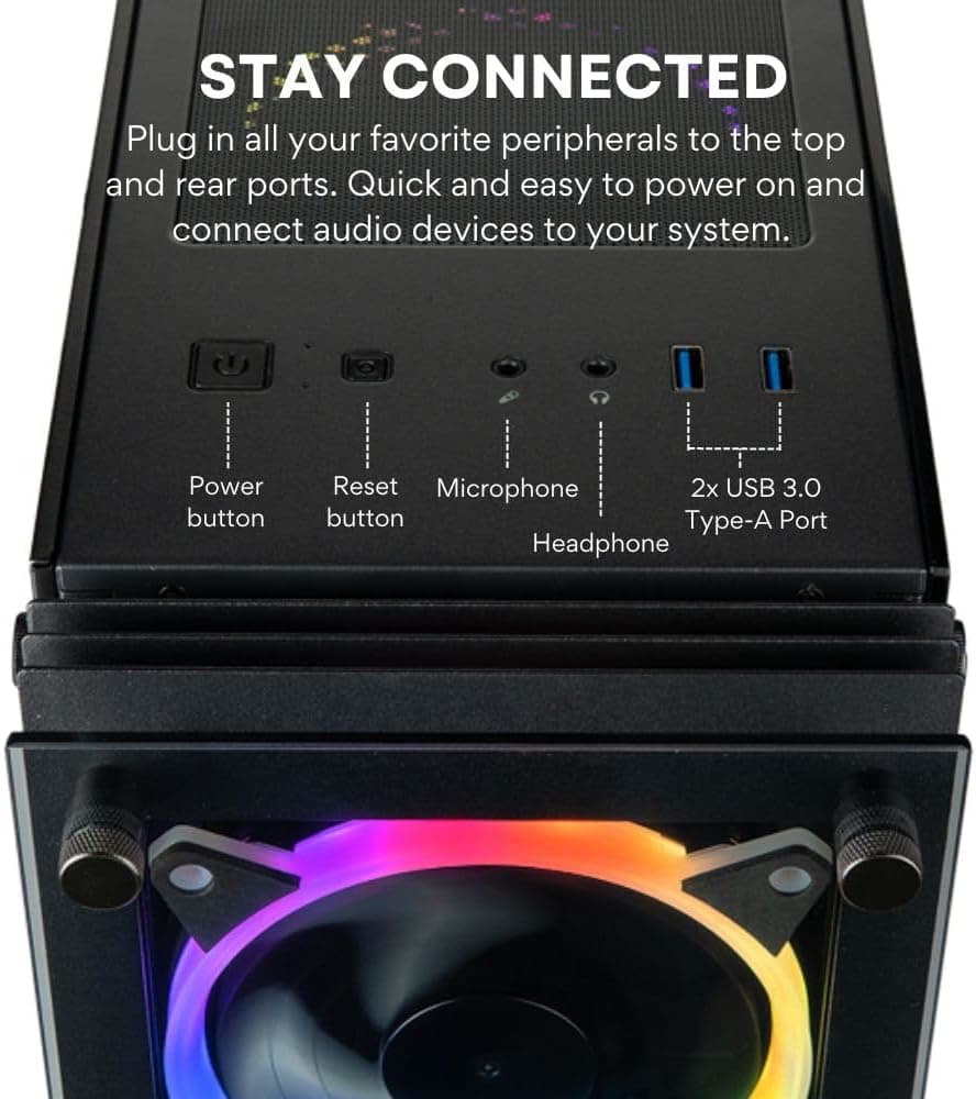 Stratos Mini ITX - Premium Gaming Case - 4x Halo RGB Fans - Fits full size GPUs (Gamemax/OEM)