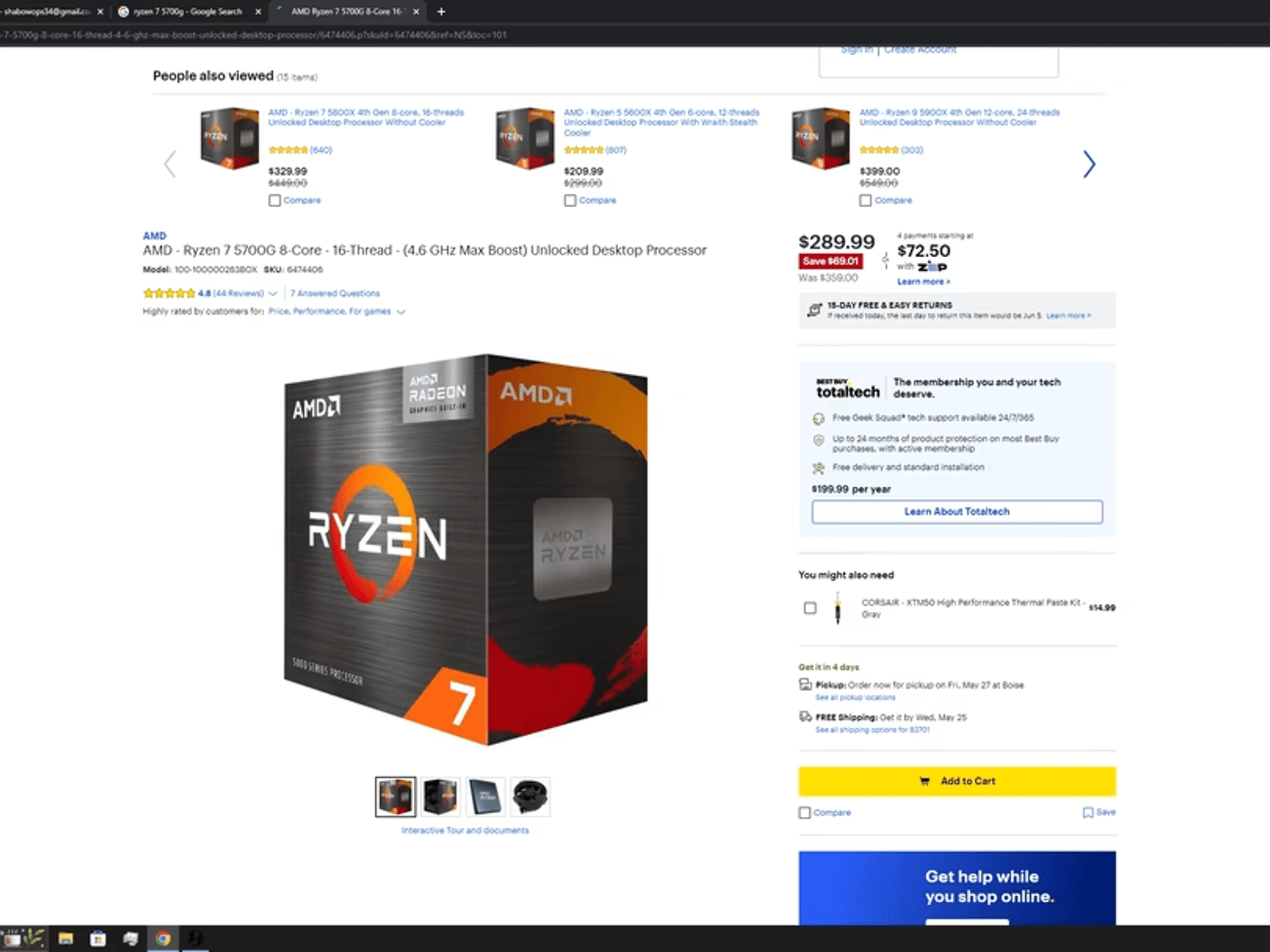 open box new unused ryzen 7 5700g