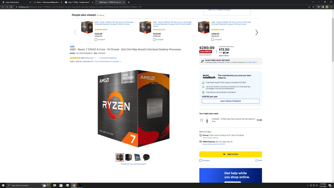open box new unused ryzen 7 5700g