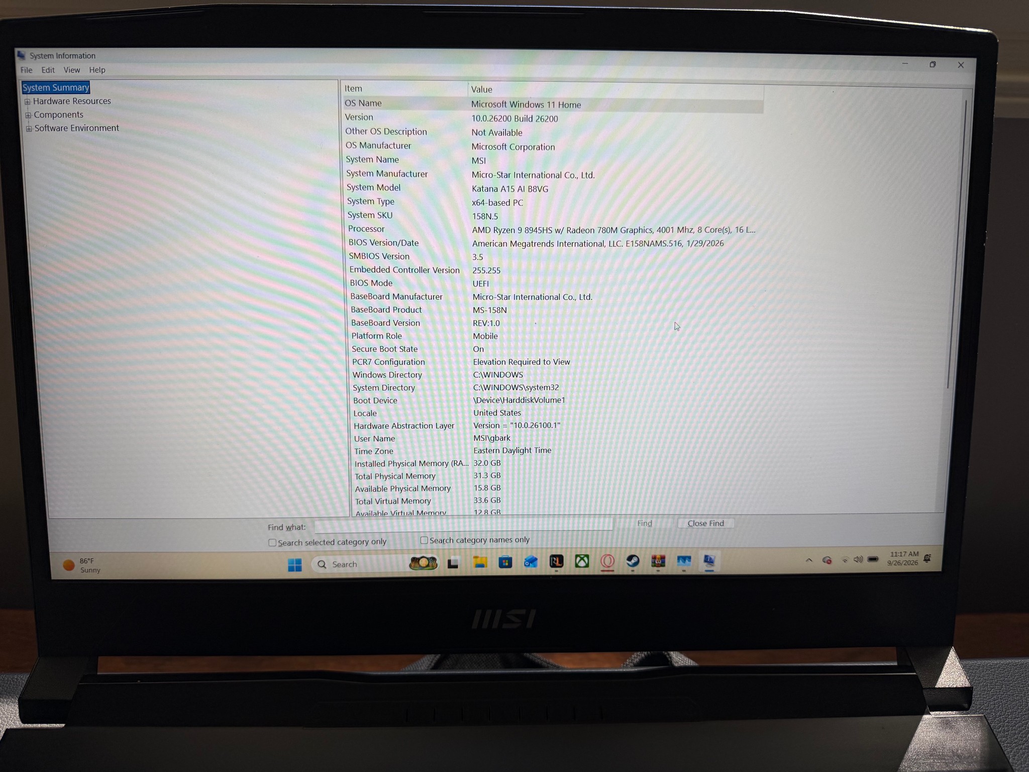 MSI Katana A15 AI B8VG Gaming Laptop – Ryzen 9 8945HS / RTX 4070 / 32GB RAM / 2TB SSD