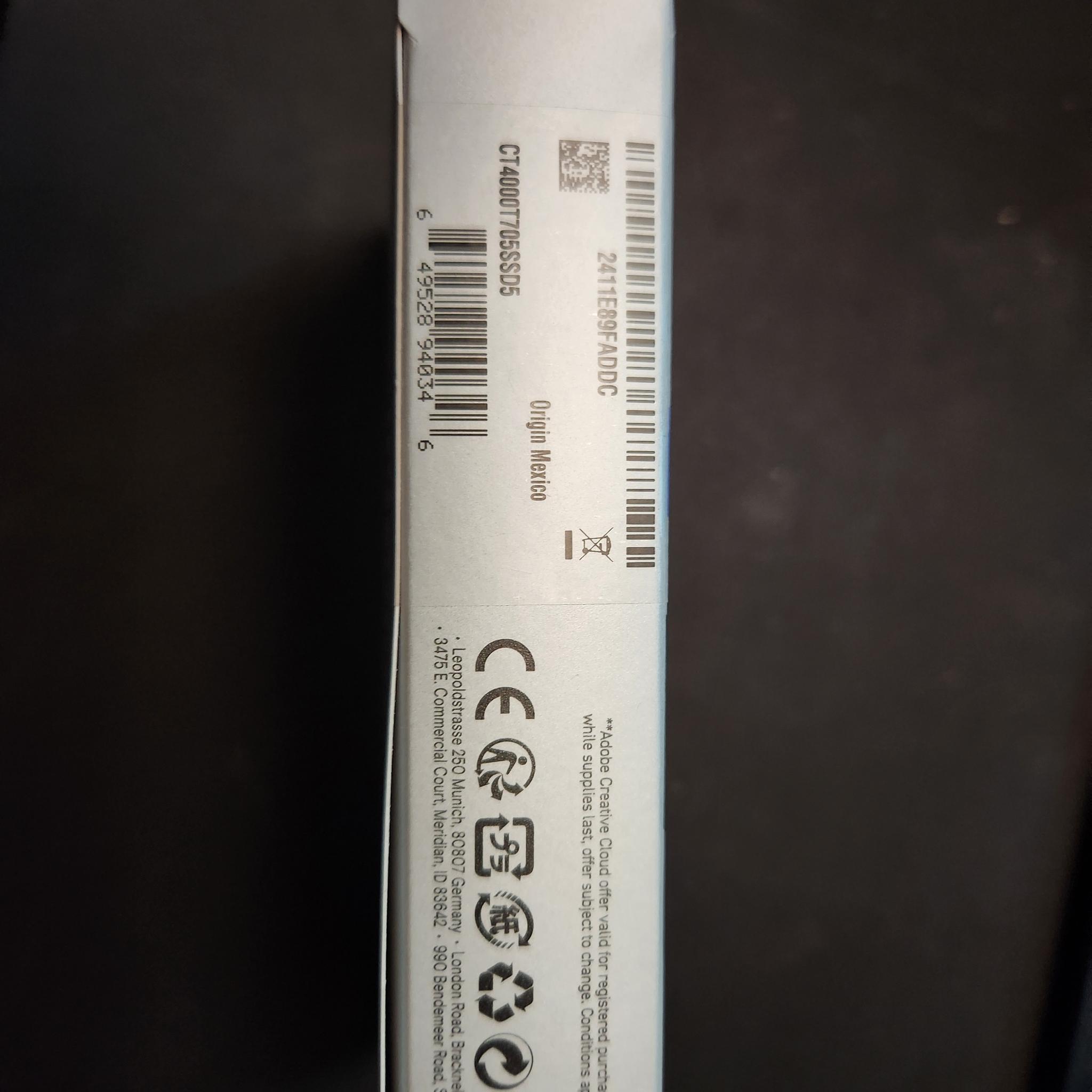 Crucial T705 4TB PCIe Gen5 NVMe M.2 SSD with Heatsink