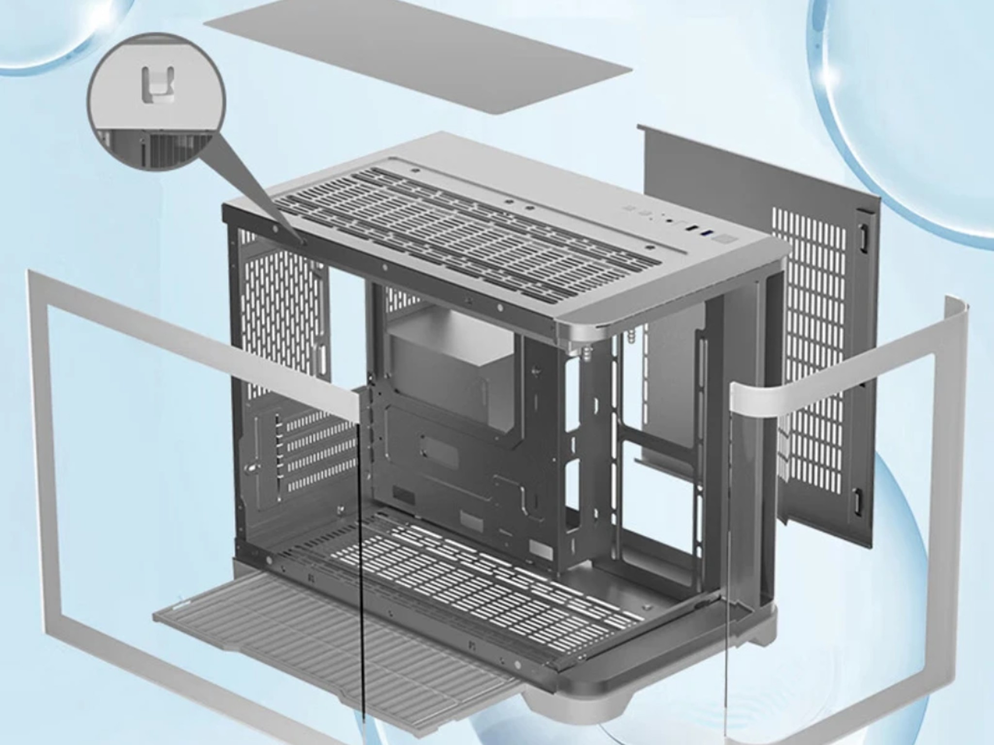 Black Tempered Glass ARGB Fish Tank MATX PC Case