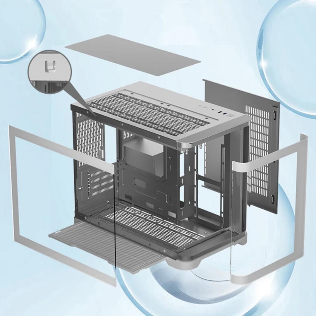 Black Tempered Glass ARGB Fish Tank MATX PC Case