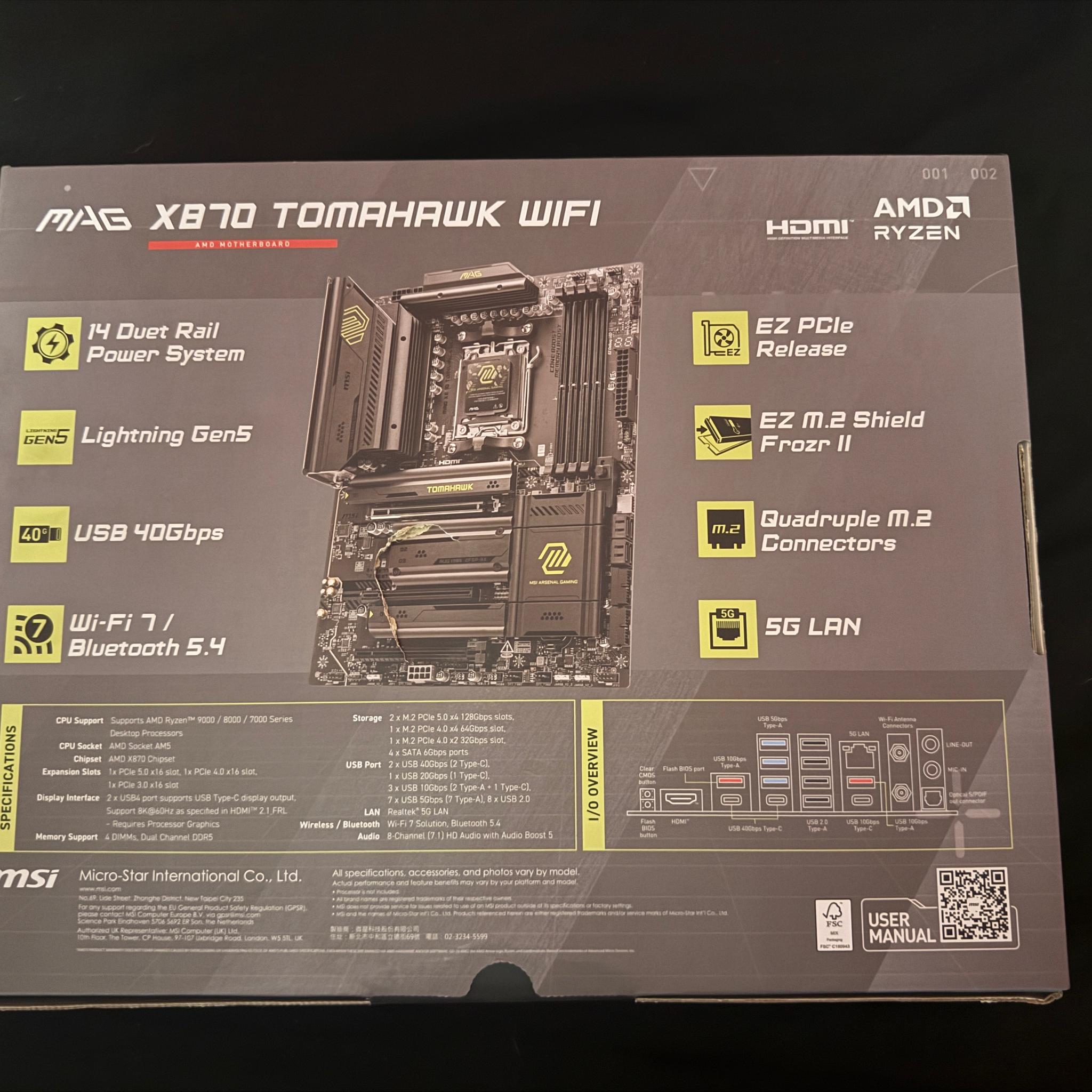 BNIB MSI MAG X870 TOMAHAWK WIFI
