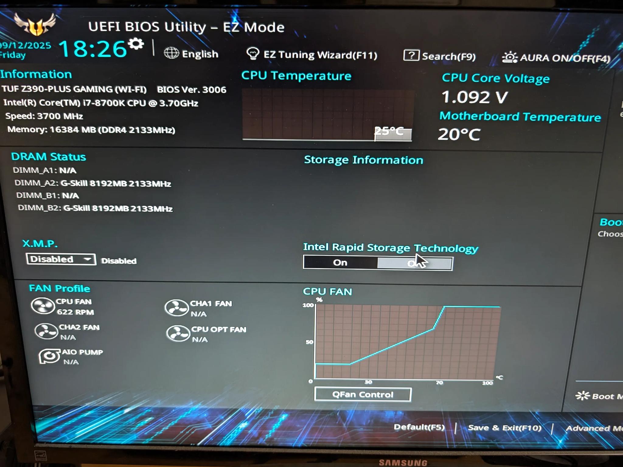 Intel Core i7 8700k / Asus Z390 motherboard