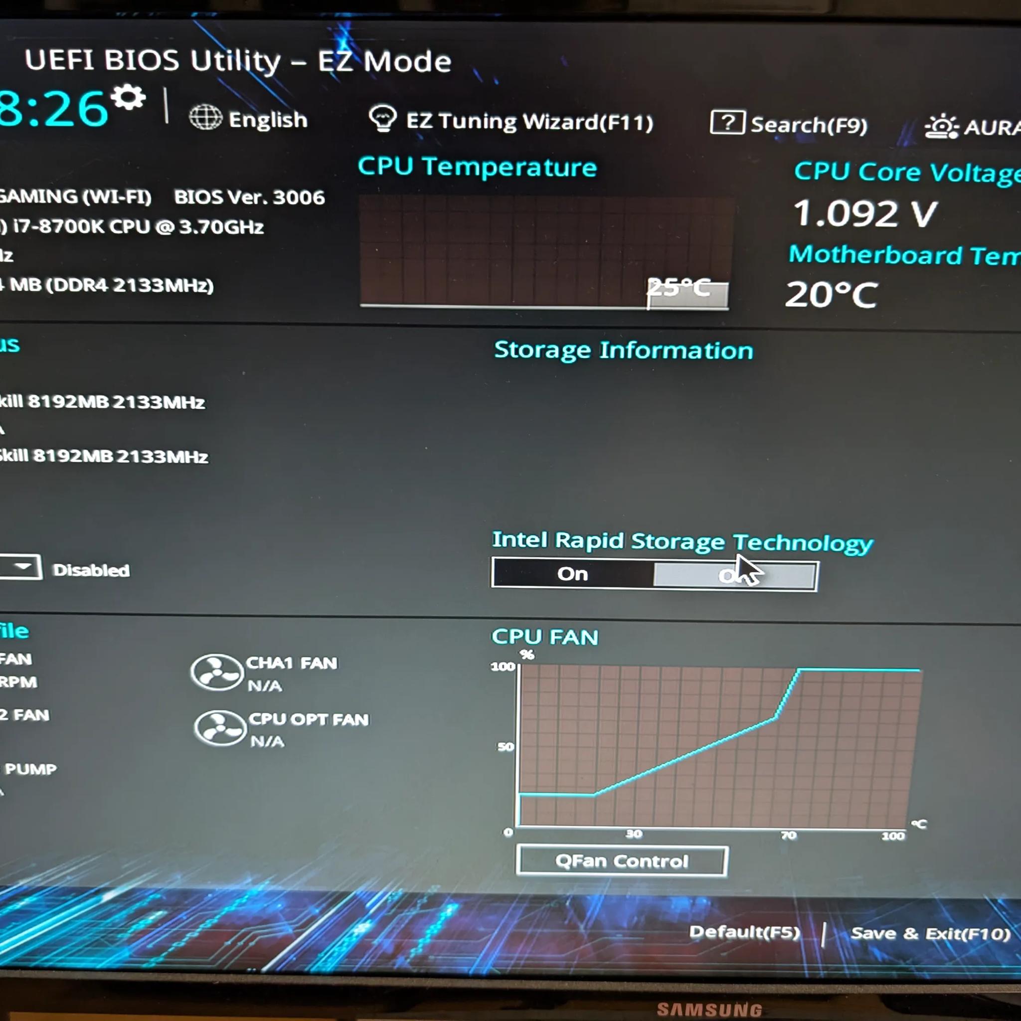Intel Core i7 8700k / Asus Z390 motherboard