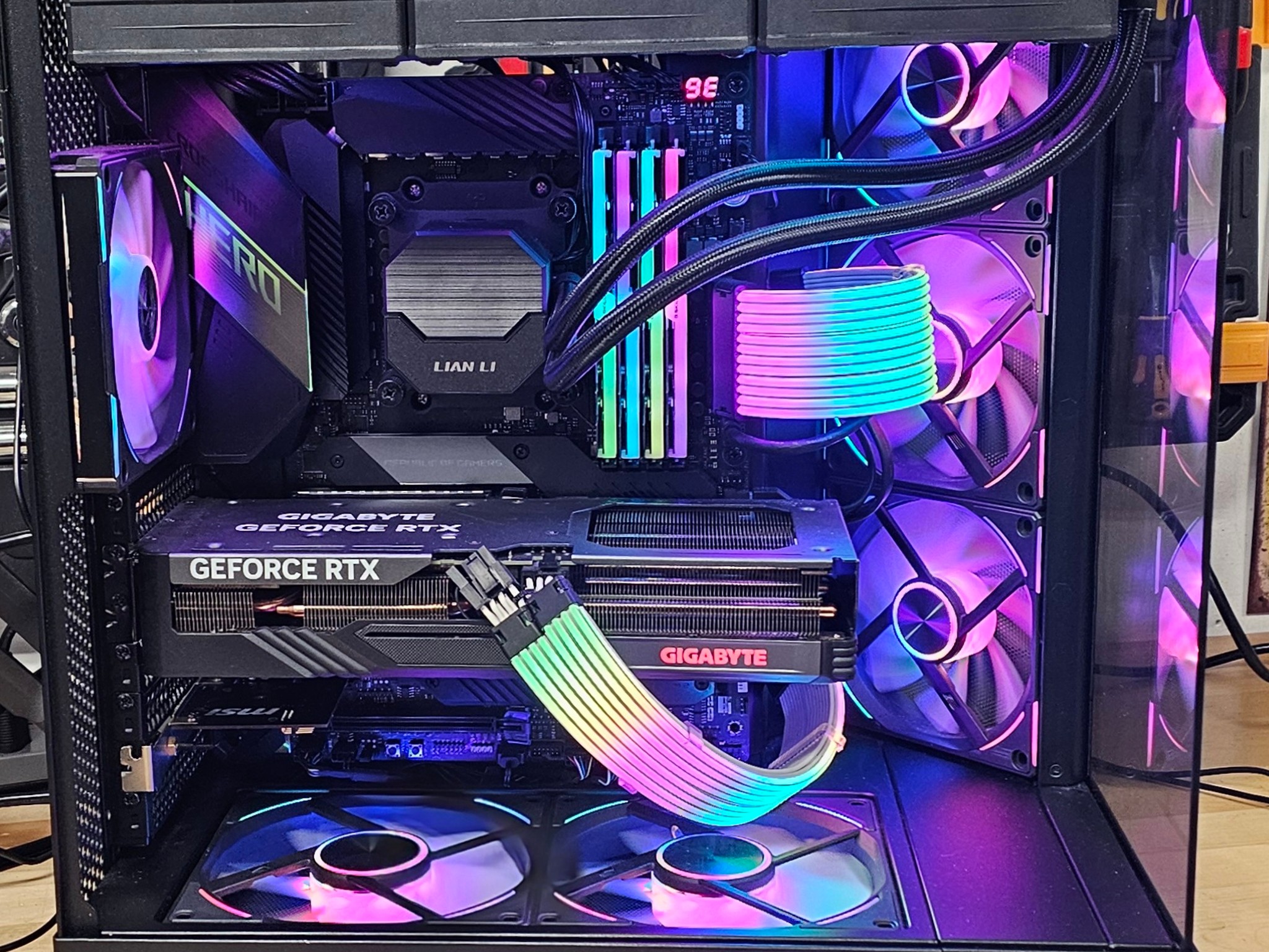 PC Case with Tempered Glass and 6 RGB Fans