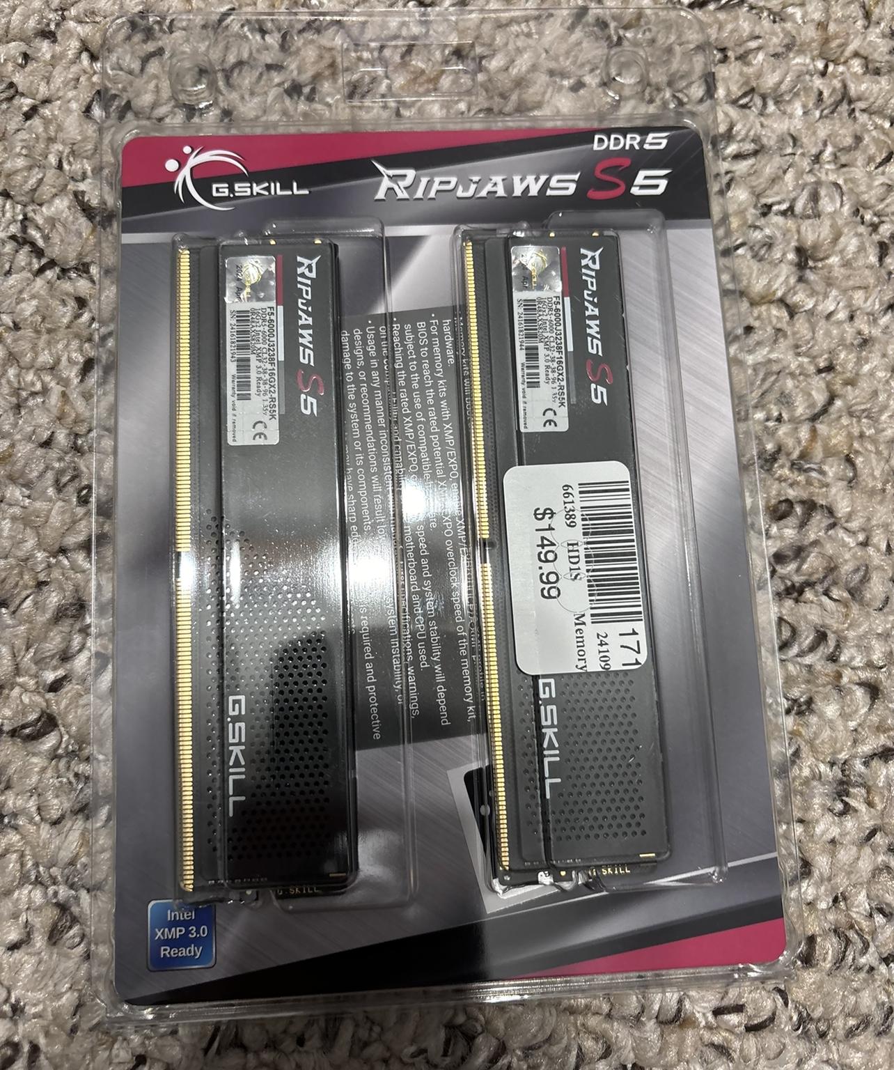 G Skill Ripjaws S5 DDR5-6000 CL32-38-38-96