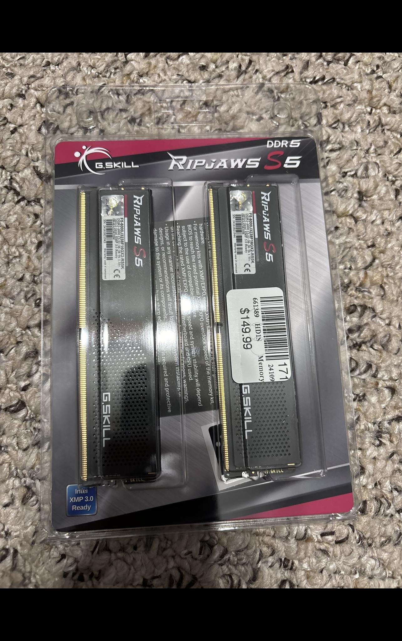 G Skill Ripjaws S5 DDR5-6000 CL32-38-38-96