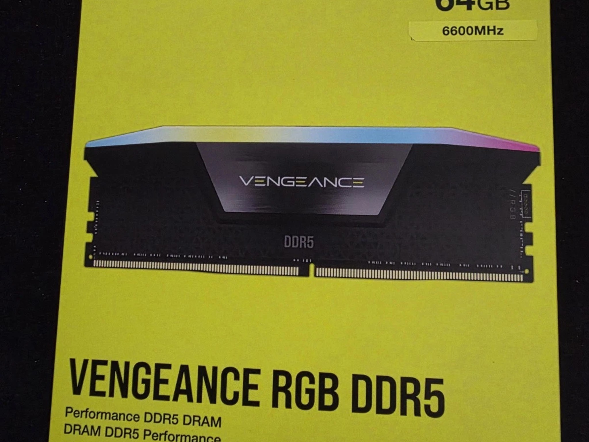 Corsair 64GB (2x32GB) VENGEANCE® RGB DDR5 DRAM 6600MT/s CL32 CMH64GX5M2B6600C32