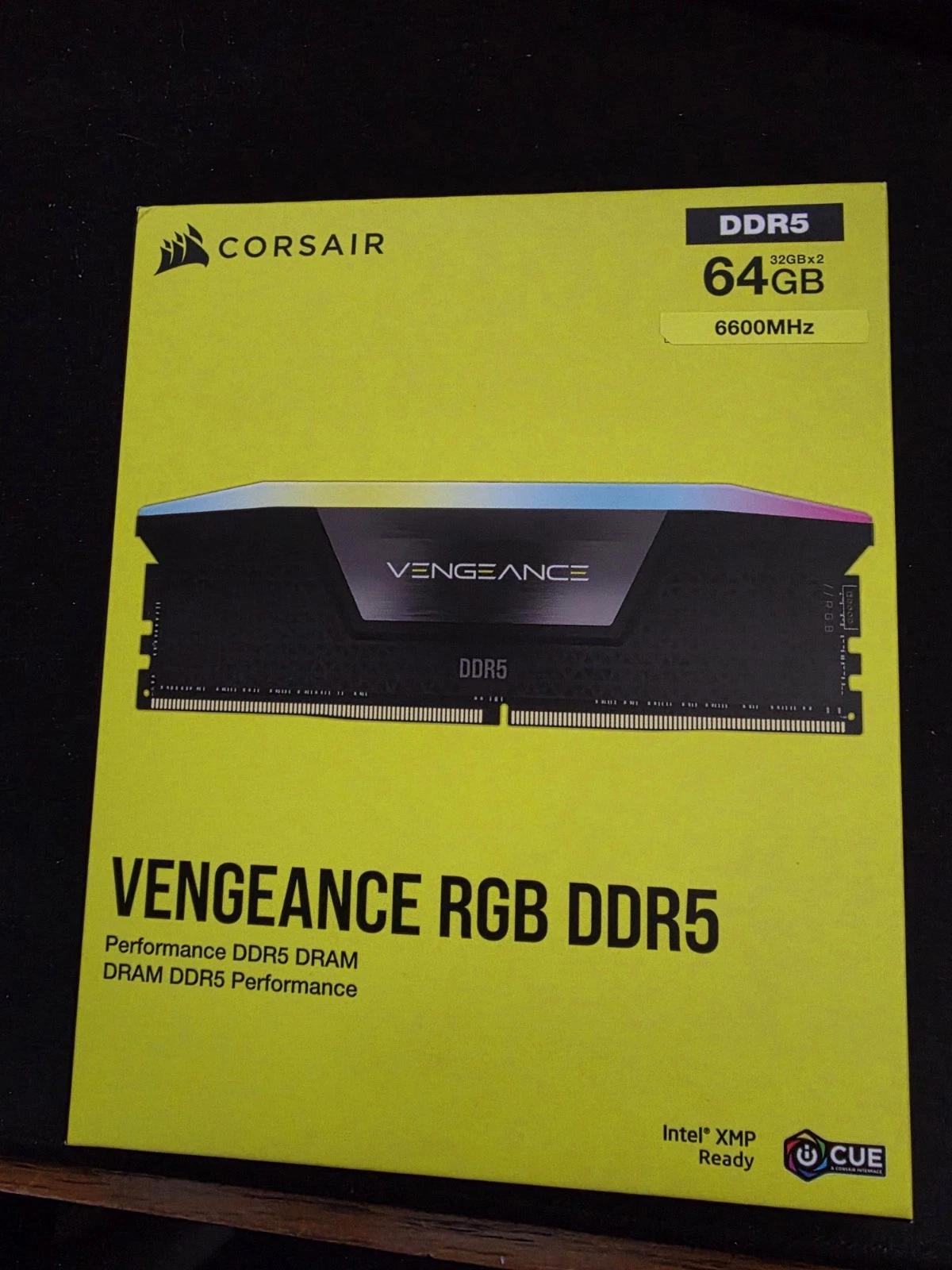 Corsair 64GB (2x32GB) VENGEANCE® RGB DDR5 DRAM 6600MT/s CL32 CMH64GX5M2B6600C32