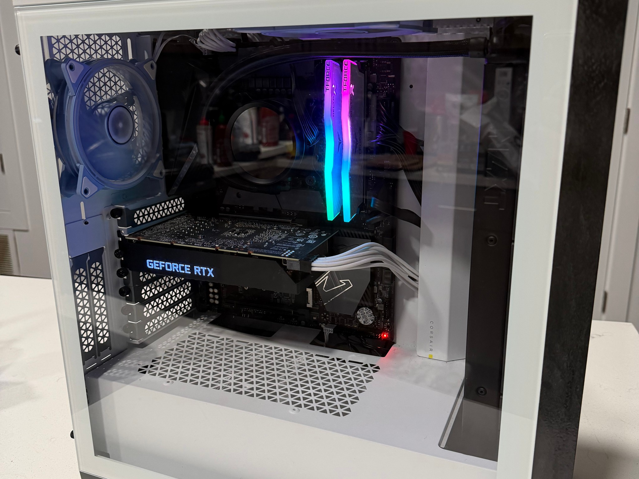 White Corsair Gaming PC – i9-11900K, RTX 3060, 2TB NVMe, 360mm Liquid Cooling