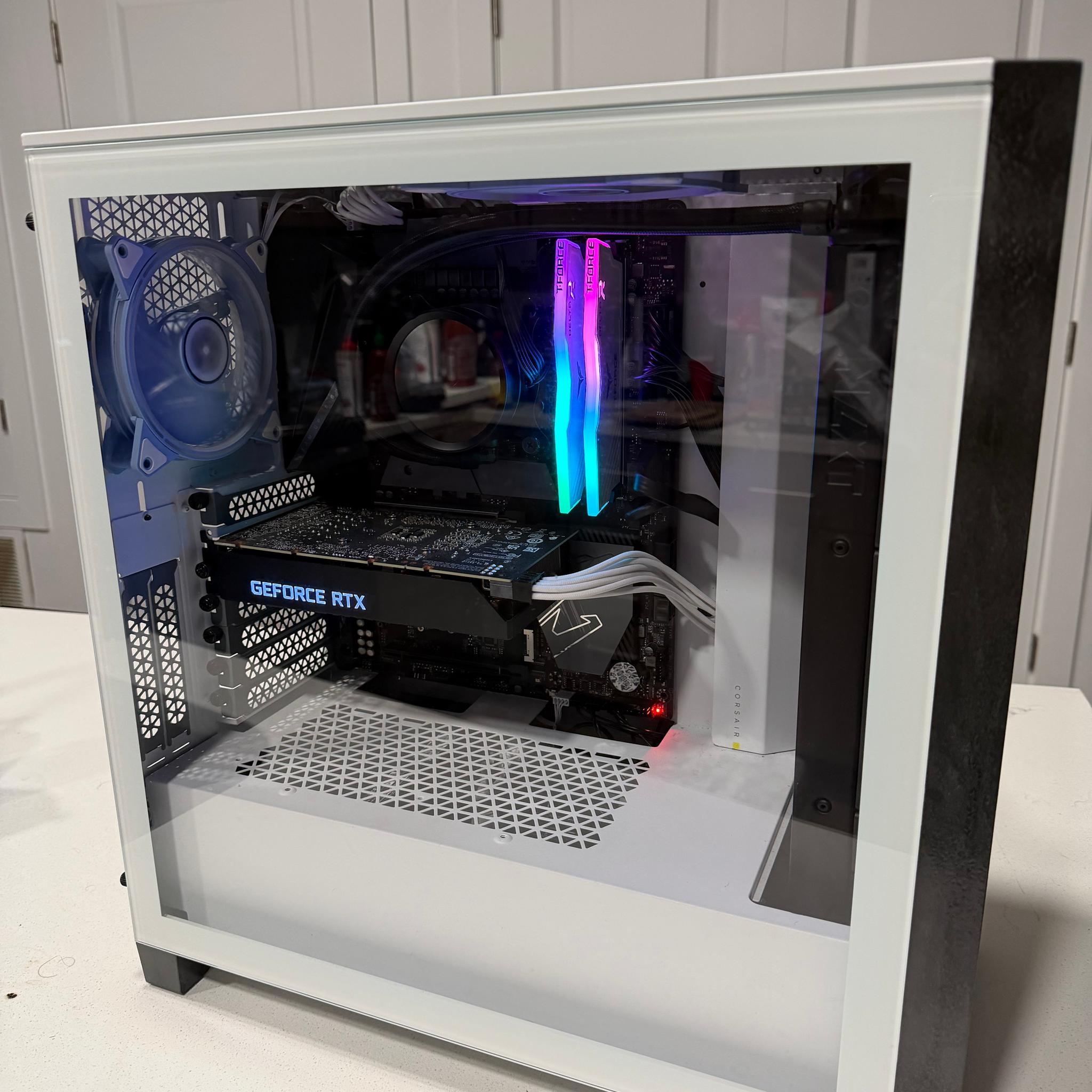 White Corsair Gaming PC – i9-11900K, RTX 3060, 2TB NVMe, 360mm Liquid Cooling