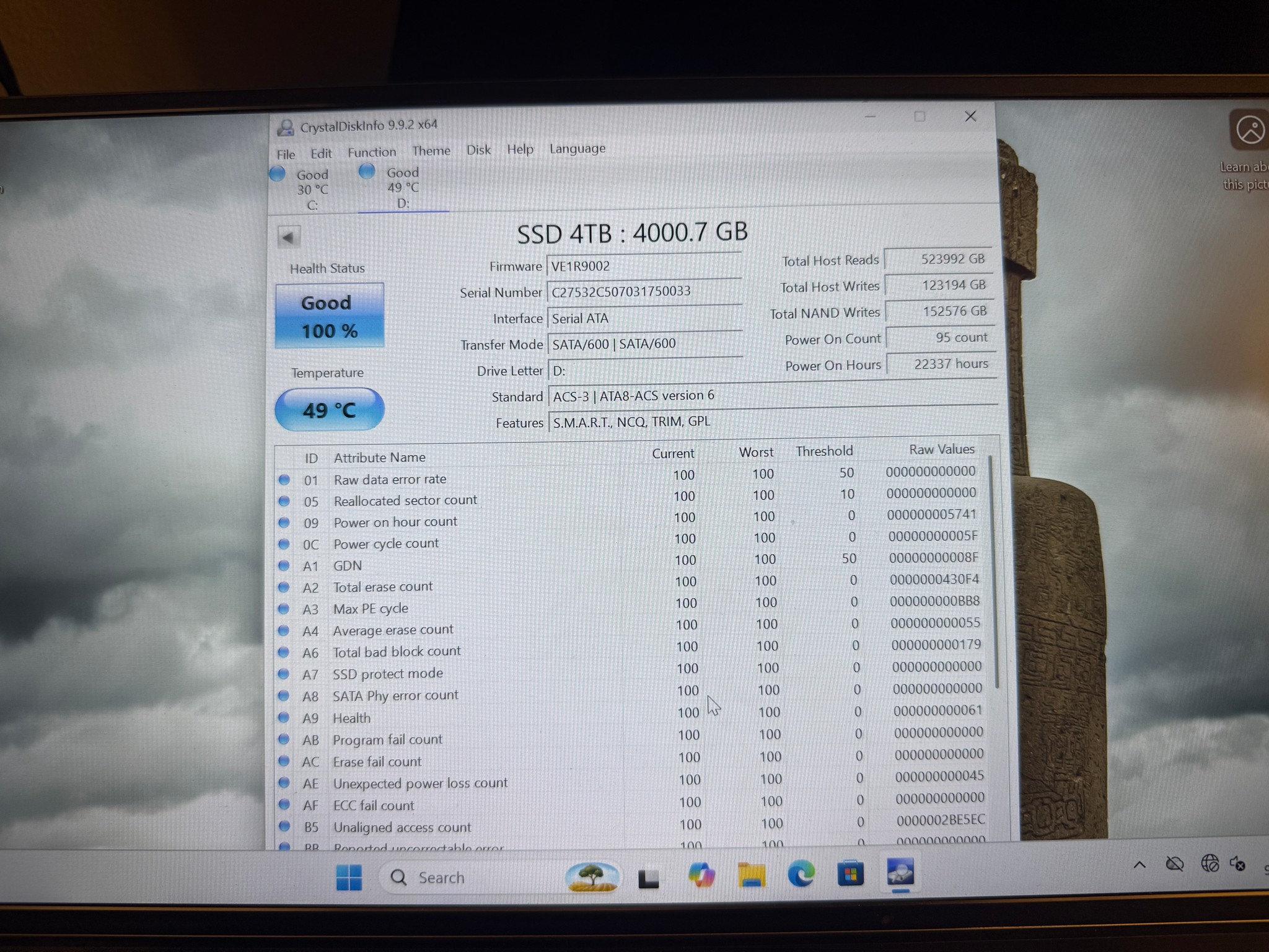 Leven JS600 4TB Sata 3D Nand SSD 2.5" | 100% CrystalDiskInfo