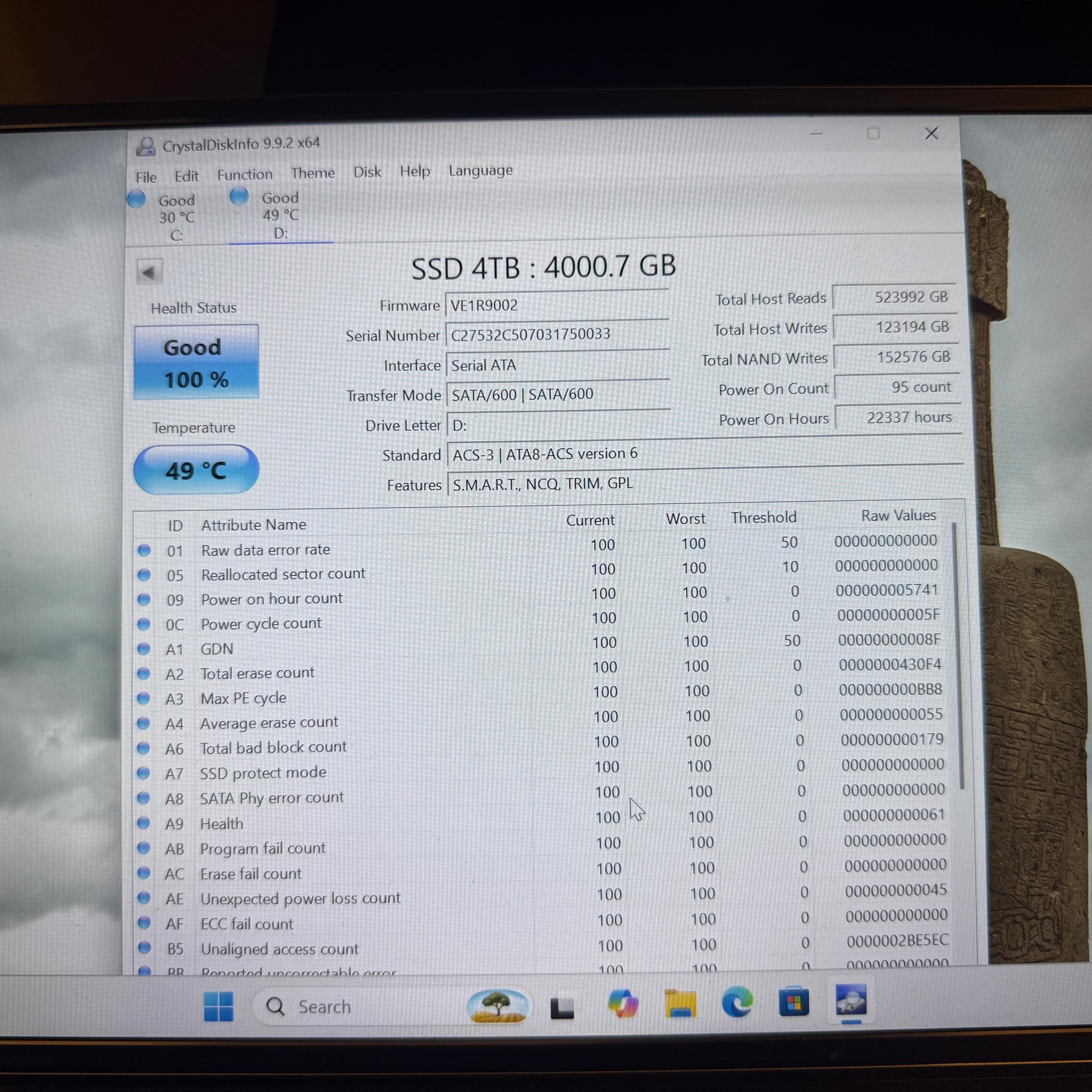 Leven JS600 4TB Sata 3D Nand SSD 2.5" | 100% CrystalDiskInfo