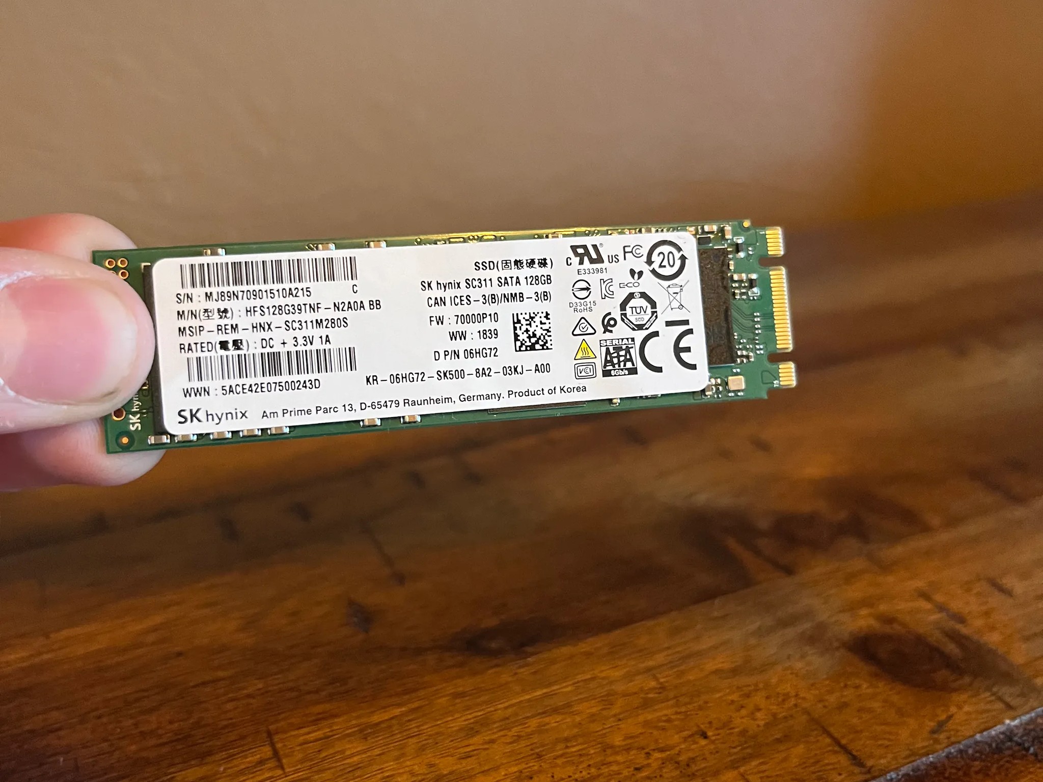 SX Hynix 128 GB SATA M.2 SSD (Taken from Old Laptop WORKING!)