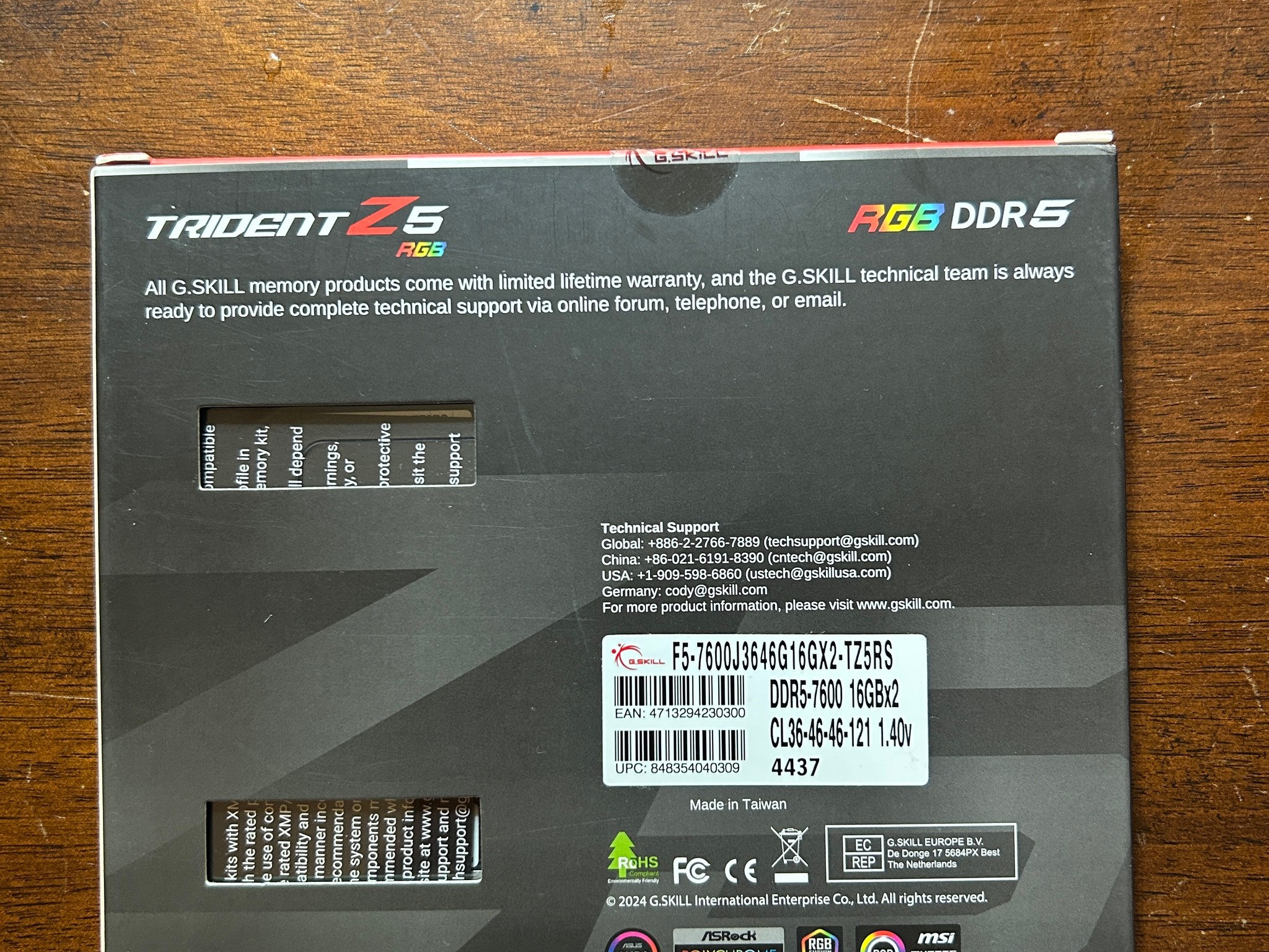 G.SKILL Trident Z5 RGB 32GB 2x16GB DDR5-7600 CL36 Silver XMP 3.0 NEW