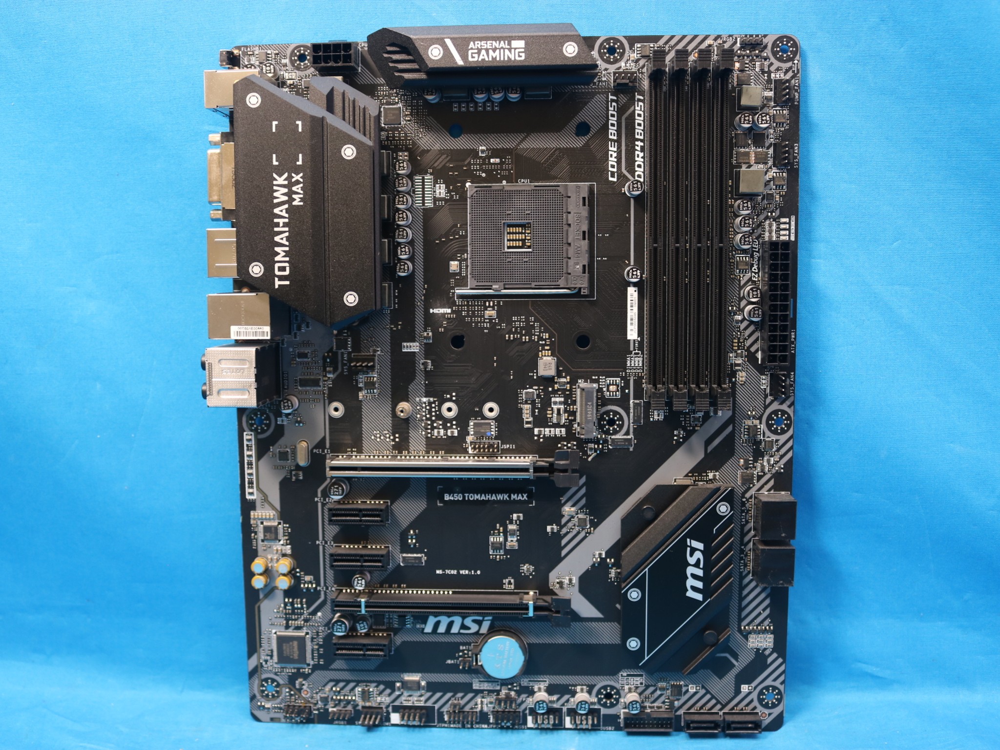 MSI B450 Tomahawk Max AMD Socket AM4 DDR4 ATX Desktop Motherboard No I/O Shield MS-7C02 VER: 1.0