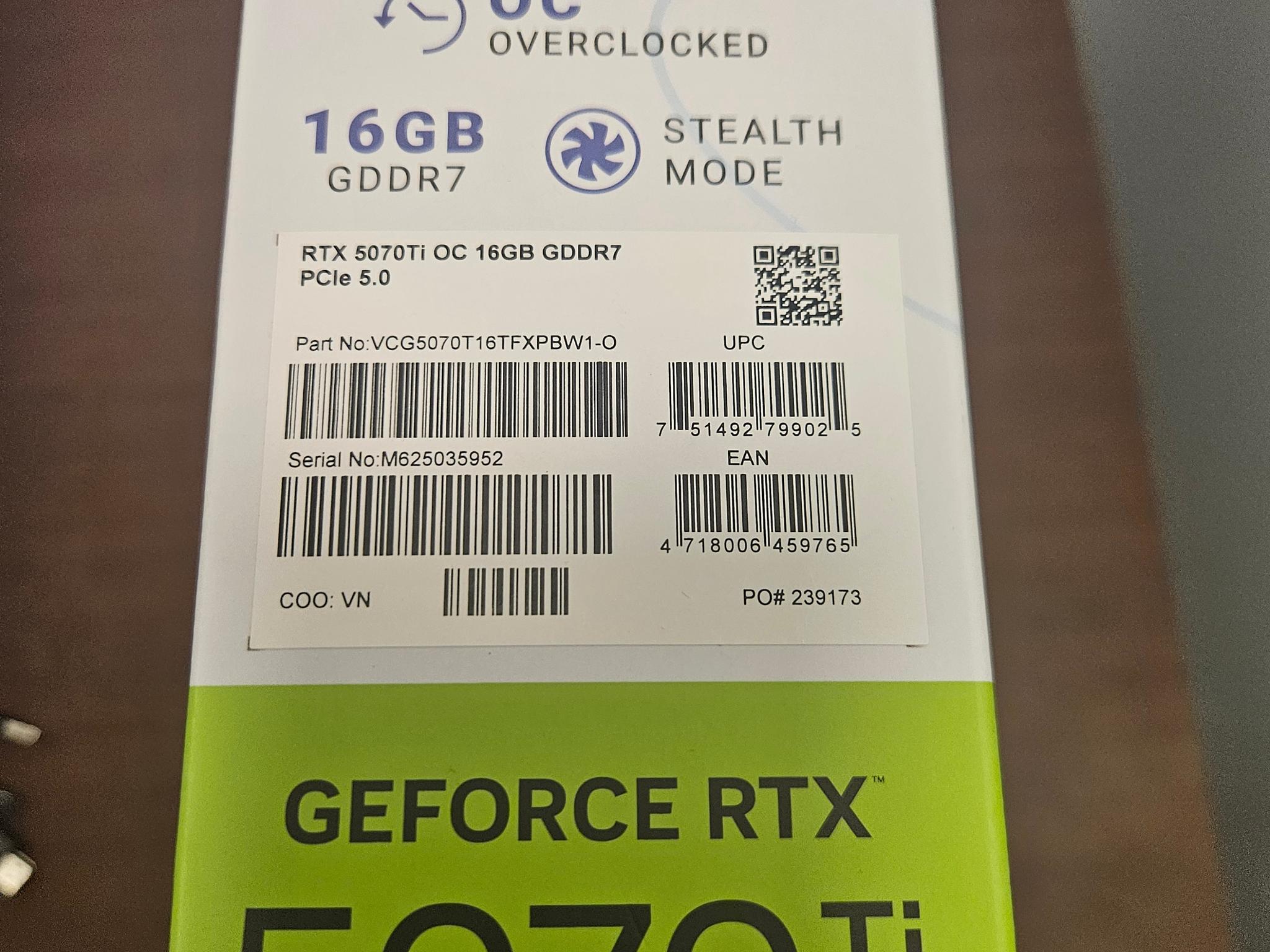 New in Box Zotac RTX 5070ti OC 16gb