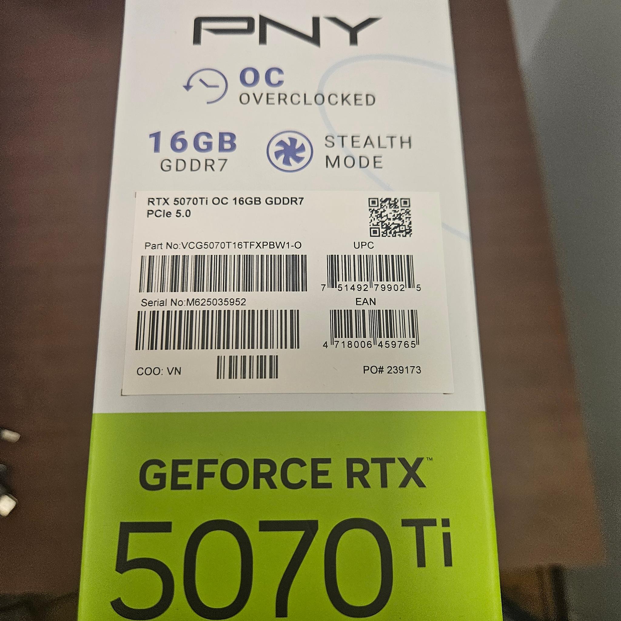 New in Box Zotac RTX 5070ti OC 16gb