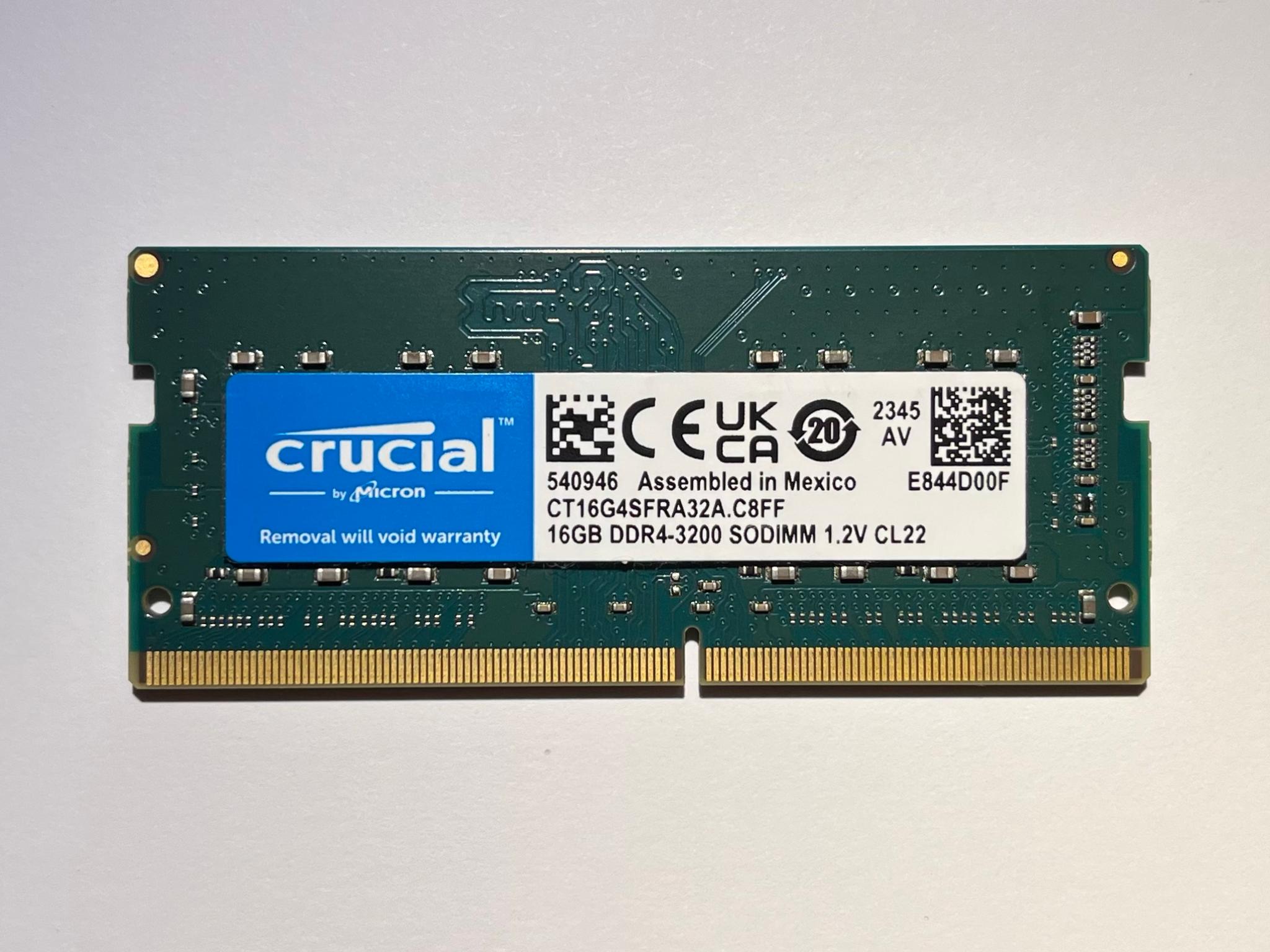 DDR4 16GB 3200MT CL-22 Crucial Micron SODIMM Memory Module