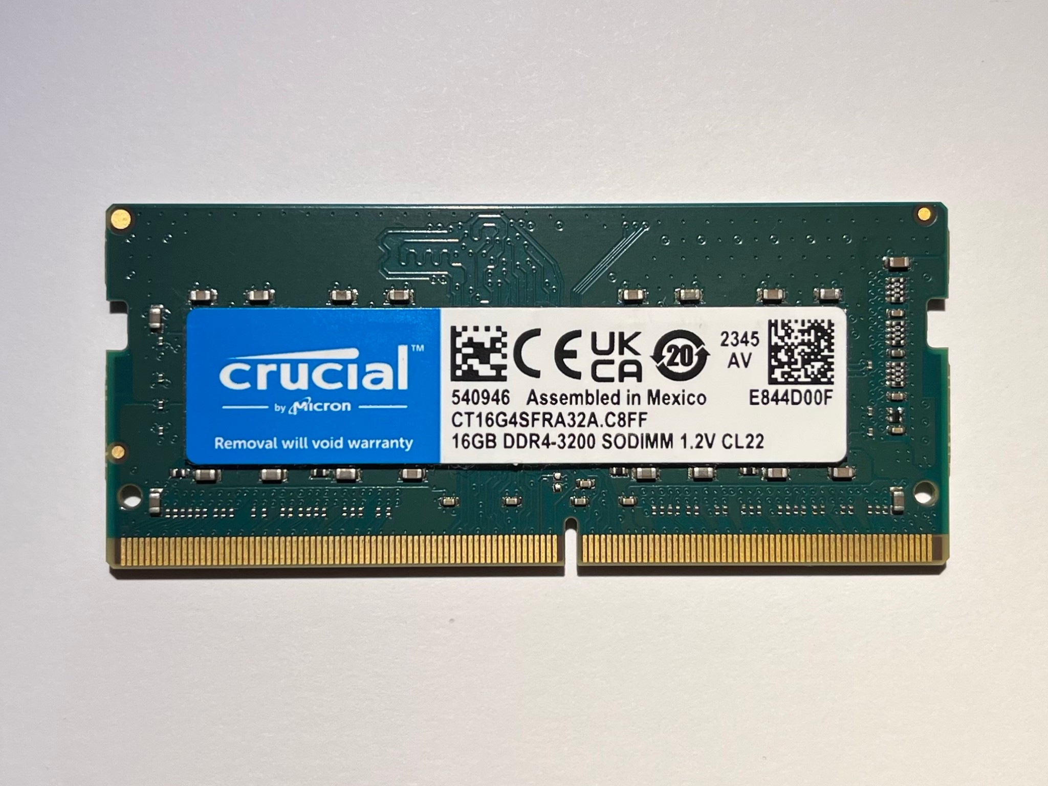 DDR4 16GB 3200MT CL-22 Crucial Micron SODIMM Memory Module