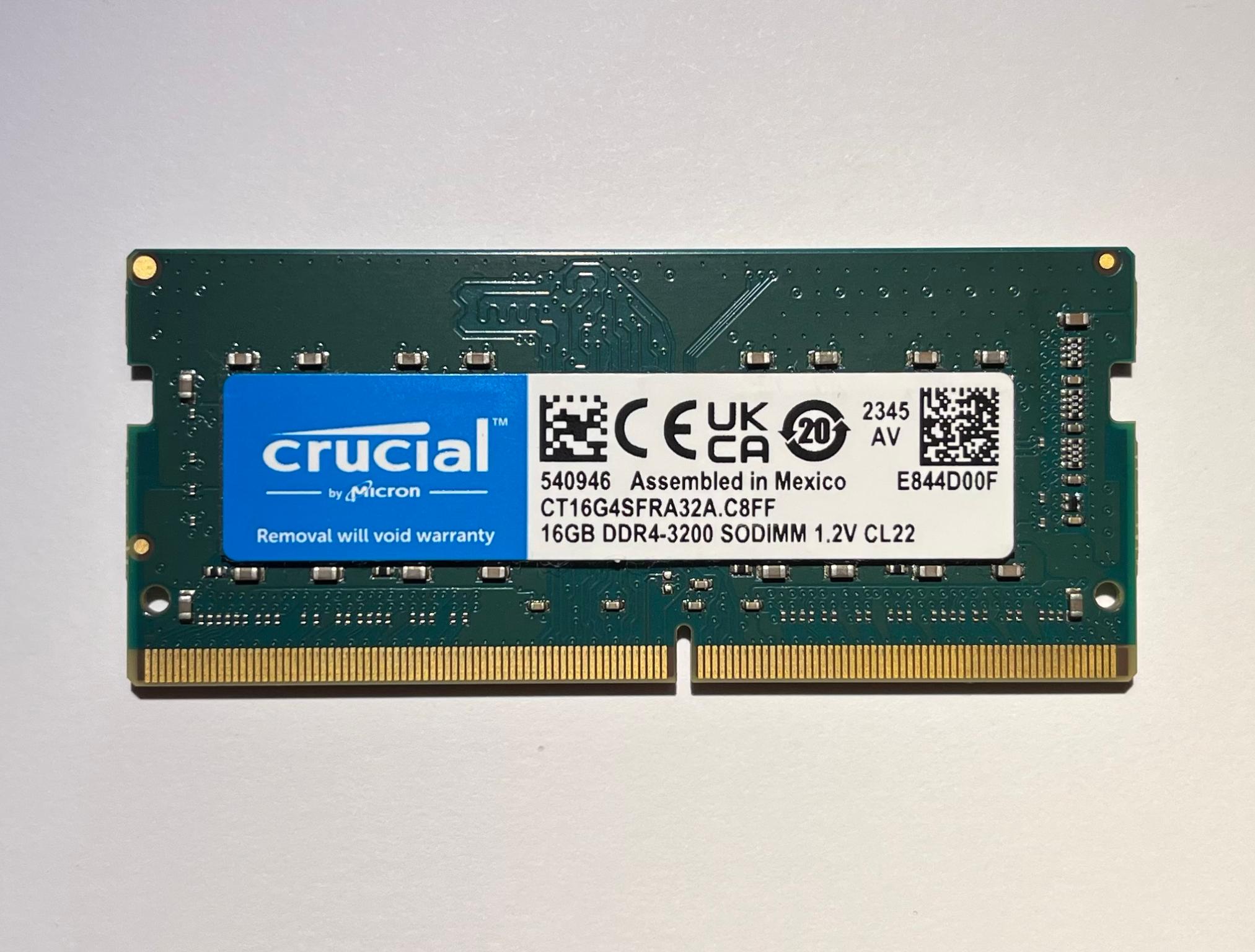 DDR4 16GB 3200MT CL-22 Crucial Micron SODIMM Memory Module