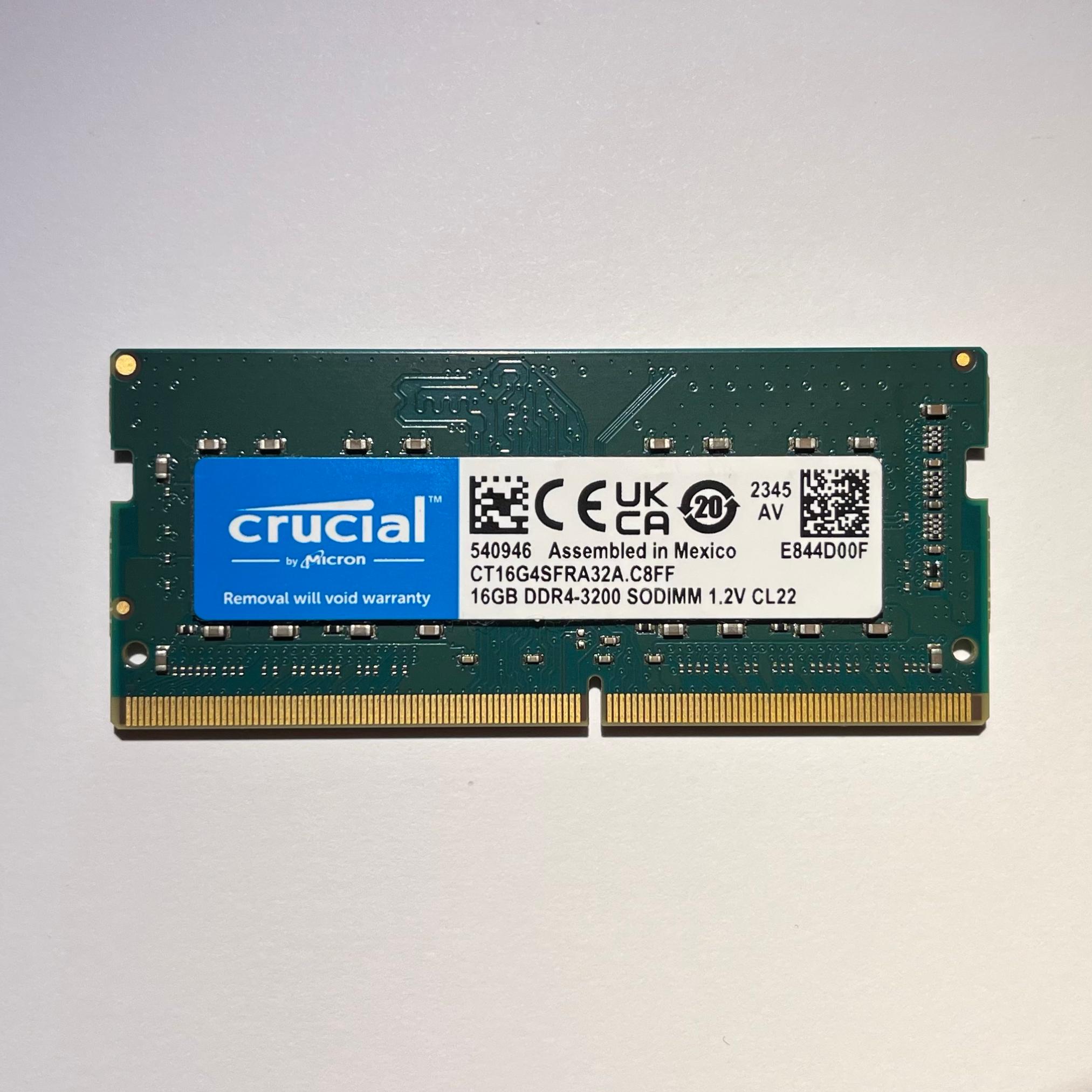 DDR4 16GB 3200MT CL-22 Crucial Micron SODIMM Memory Module