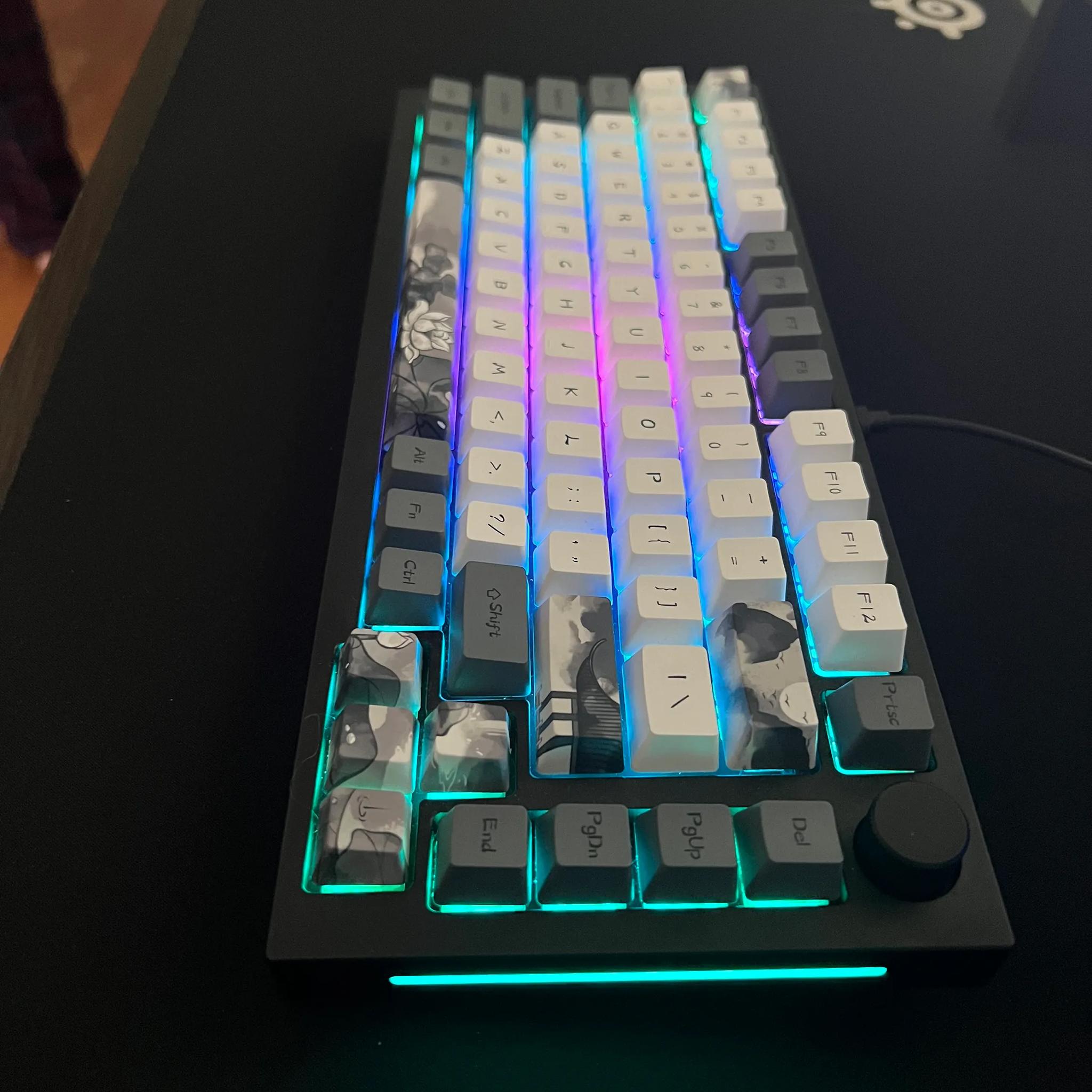 Glorious Gmmk Pro Full Aluminum Custom Keyboard | ⚪️🌸 White Lotus 🌸⚪️