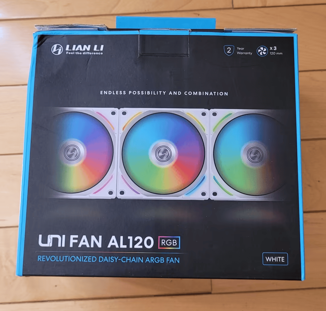 New White Lian Li UNI AL120 RGB Daisy Chain Fan 3 pack with controller