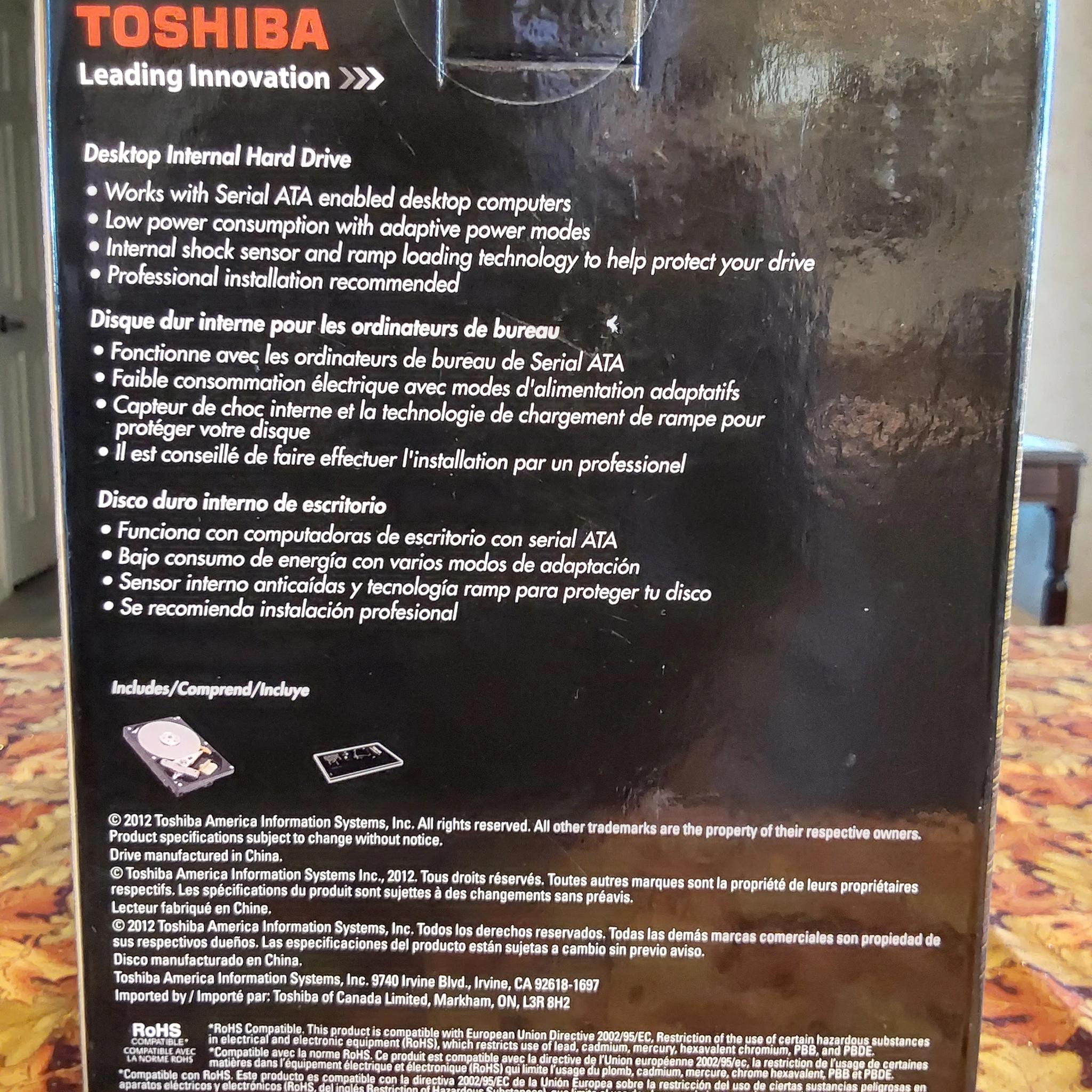 Brand NEW TOSHIBA 2TB Hard Drive 7200 RPM 64MB (Rebranded Hitachi)
