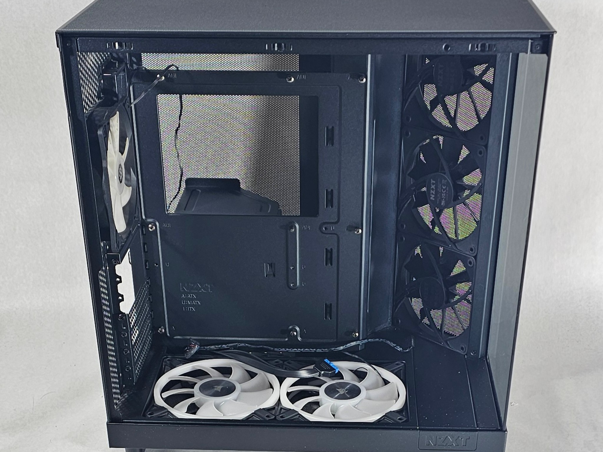Black NZXT PC Case with Tempered Glass w/ 5 Fans