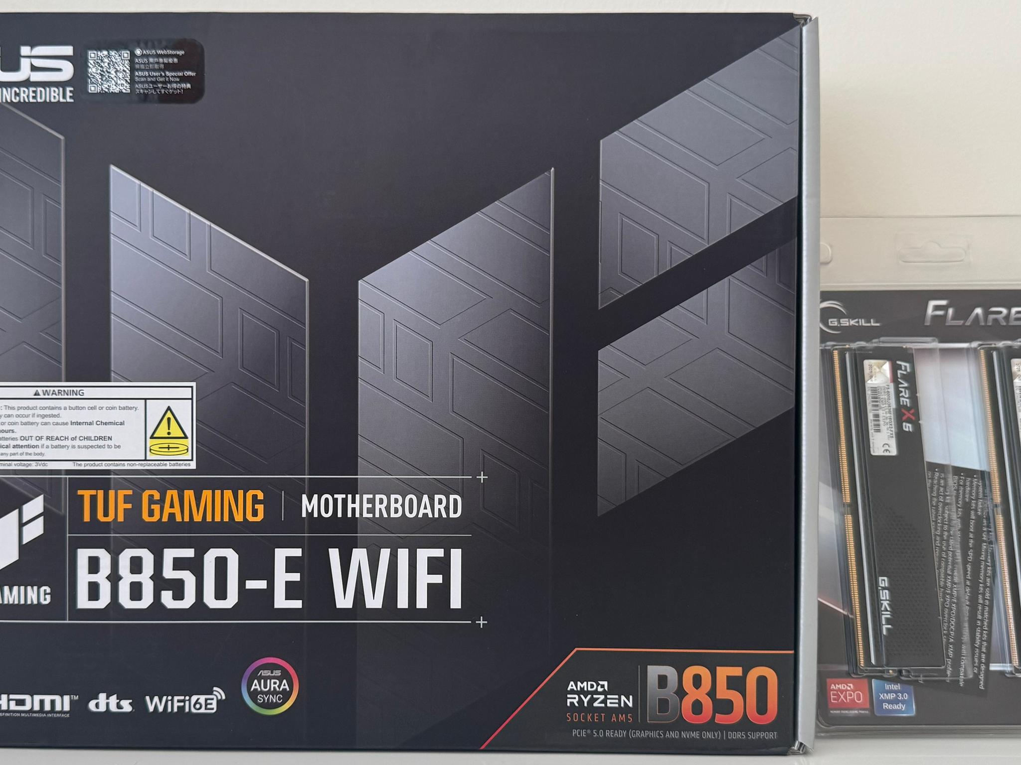 ASUS TUF GAMING B850-E WIFI AMD AM5 ATX Motherboard + G.Skill Flare X5 32GB (2x16GB) DDR5-6000 Combo