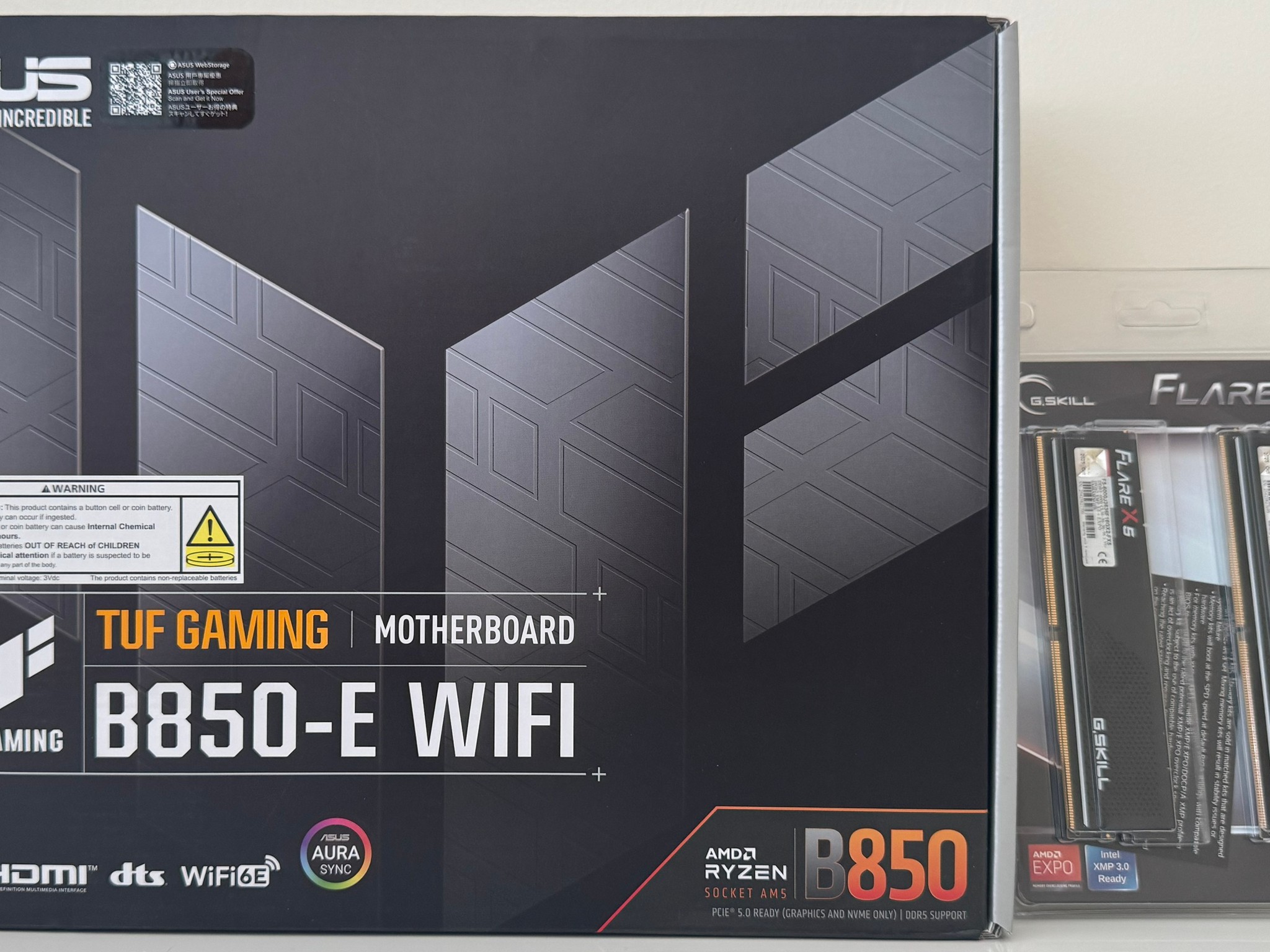 ASUS TUF GAMING B850-E WIFI AMD AM5 ATX Motherboard + G.Skill Flare X5 32GB (2x16GB) DDR5-6000 Combo