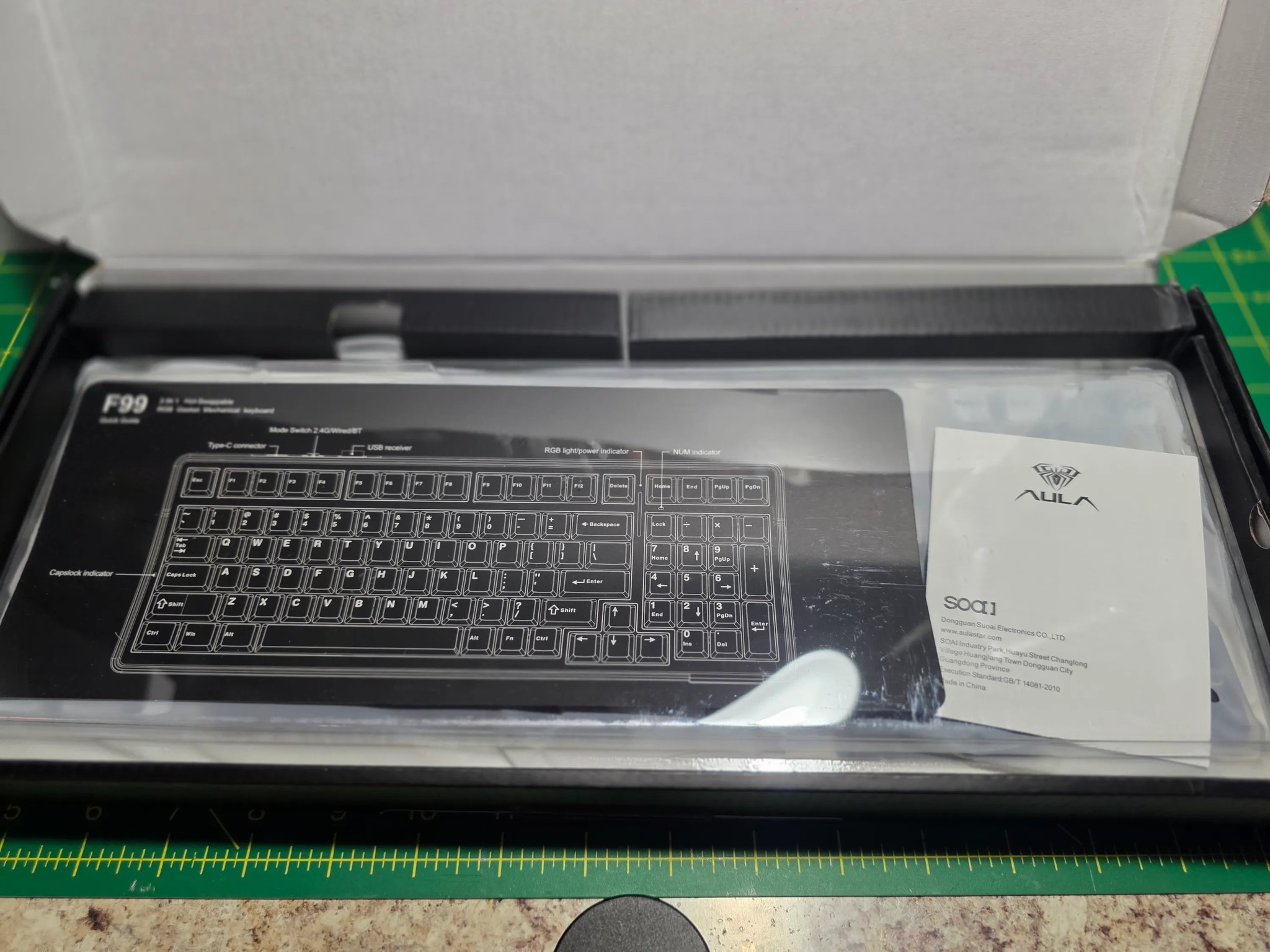 AULA F99 Wireless Mechanical Keyboard - Blue & White, RGB, Hot-Swappable, 99 Keys, Pre-Lubed