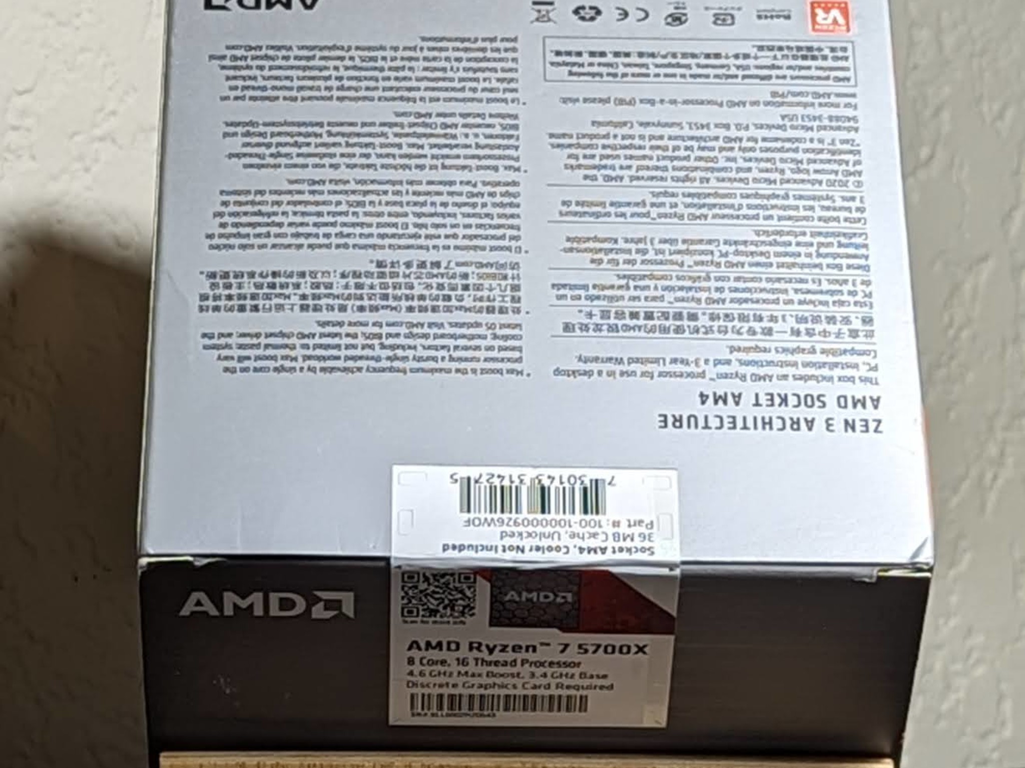 NEW AMD Ryzen 7 5700X 3.4 GHz 8-Core Processor