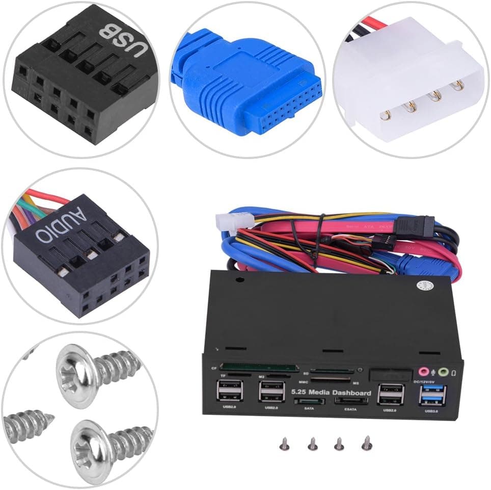 5.25inch Media Dashboard Multi Function USB 3.0 Hub TF M2 SD MS Card Reader Desktop Front I/O