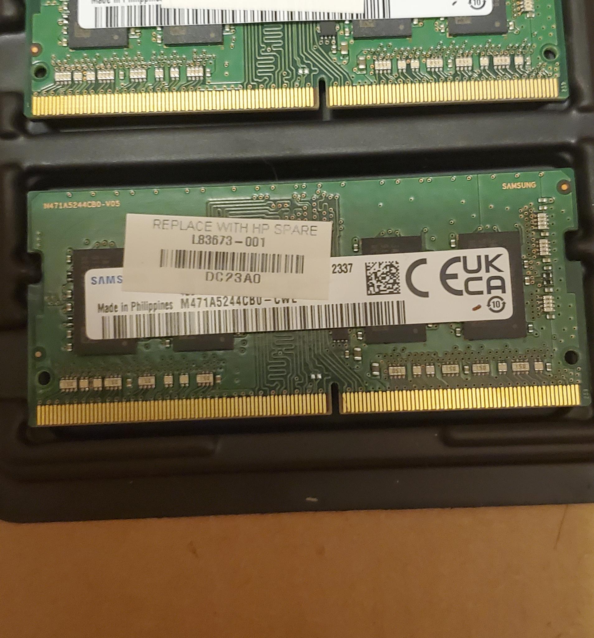 Used HP DDR4 RAM (2) 4GB sticks